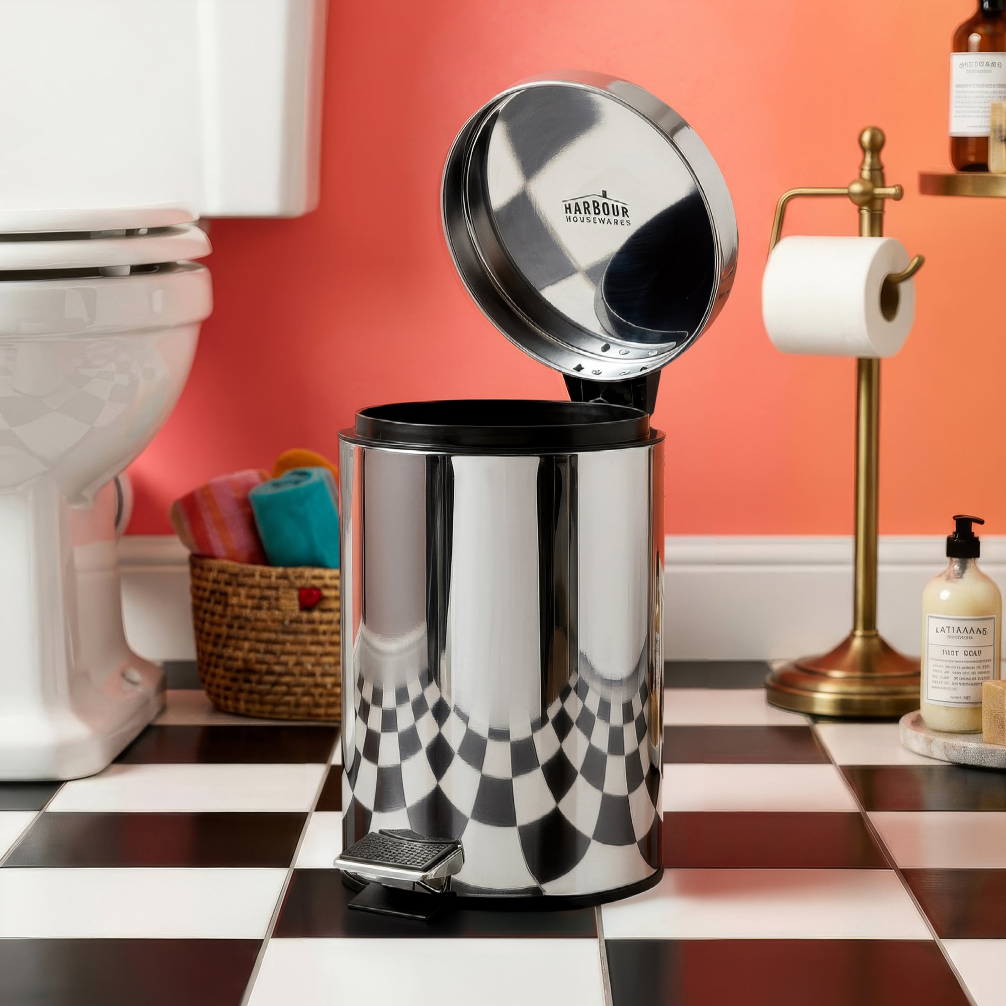 3L Chrome Round Stainless Steel Bathroom Pedal Bin