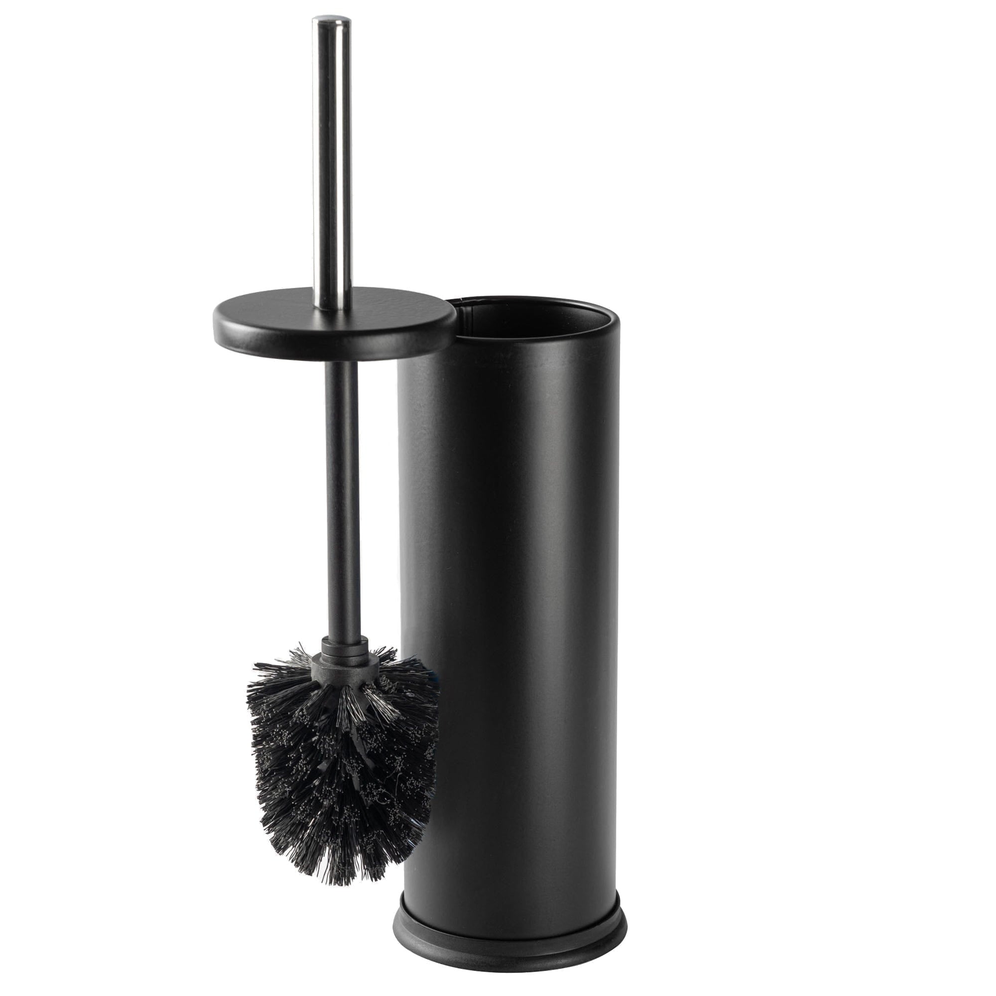 Matt Black Round Stainless Steel Toilet Brush & Holder