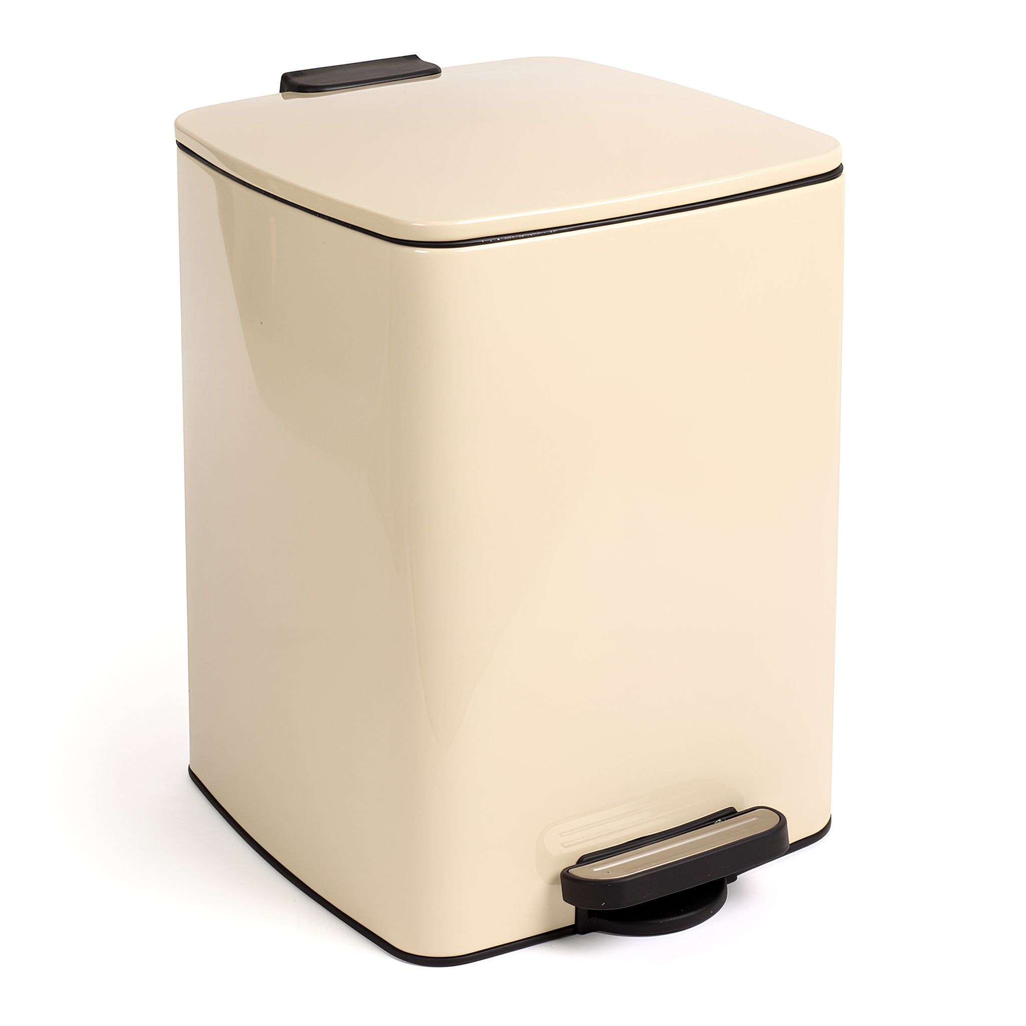 20L Square Stainless Steel Kitchen Pedal Bin - Beige
