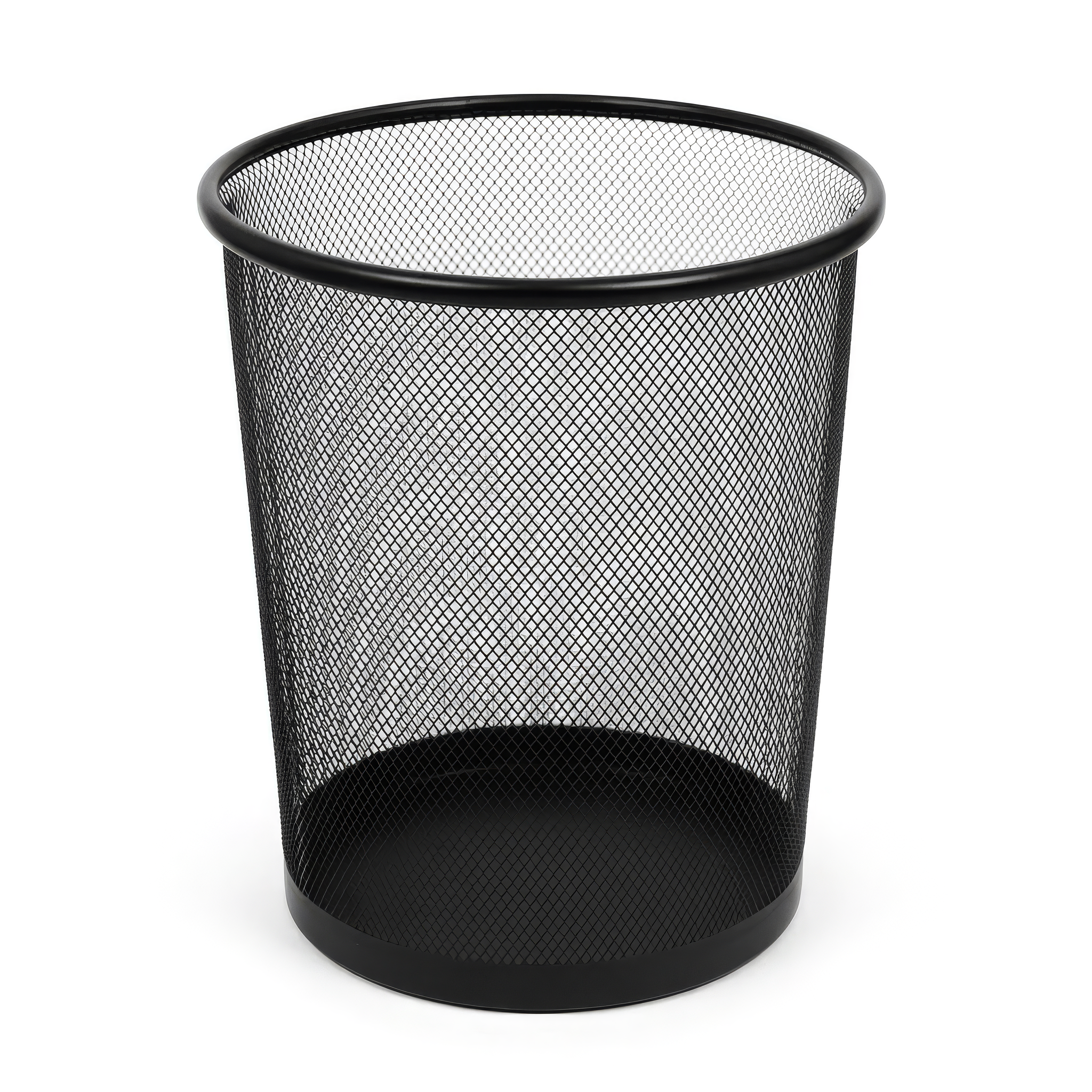 Round Metal Waste Paper Bin - Black