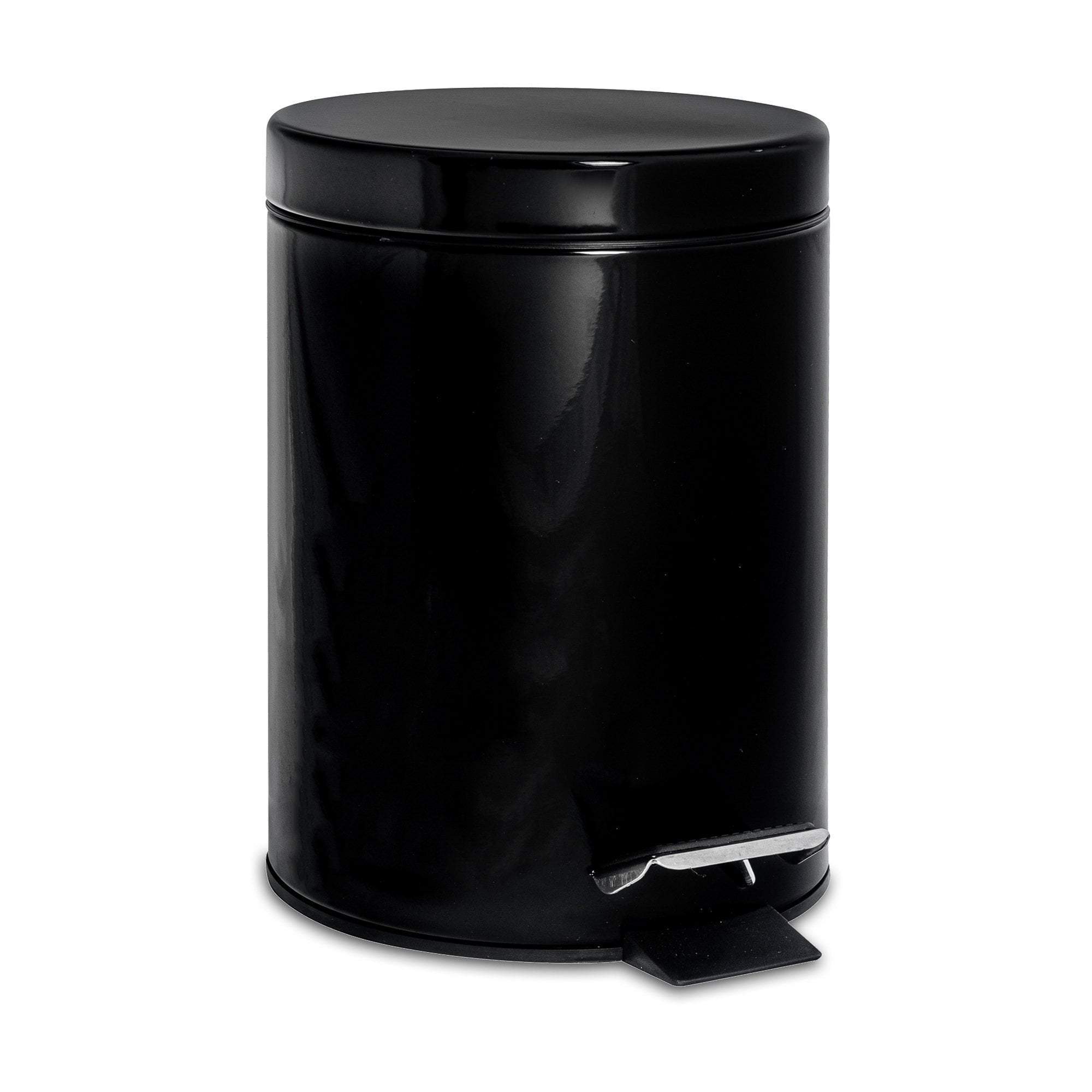 3L Black Round Stainless Steel Bathroom Pedal Bin