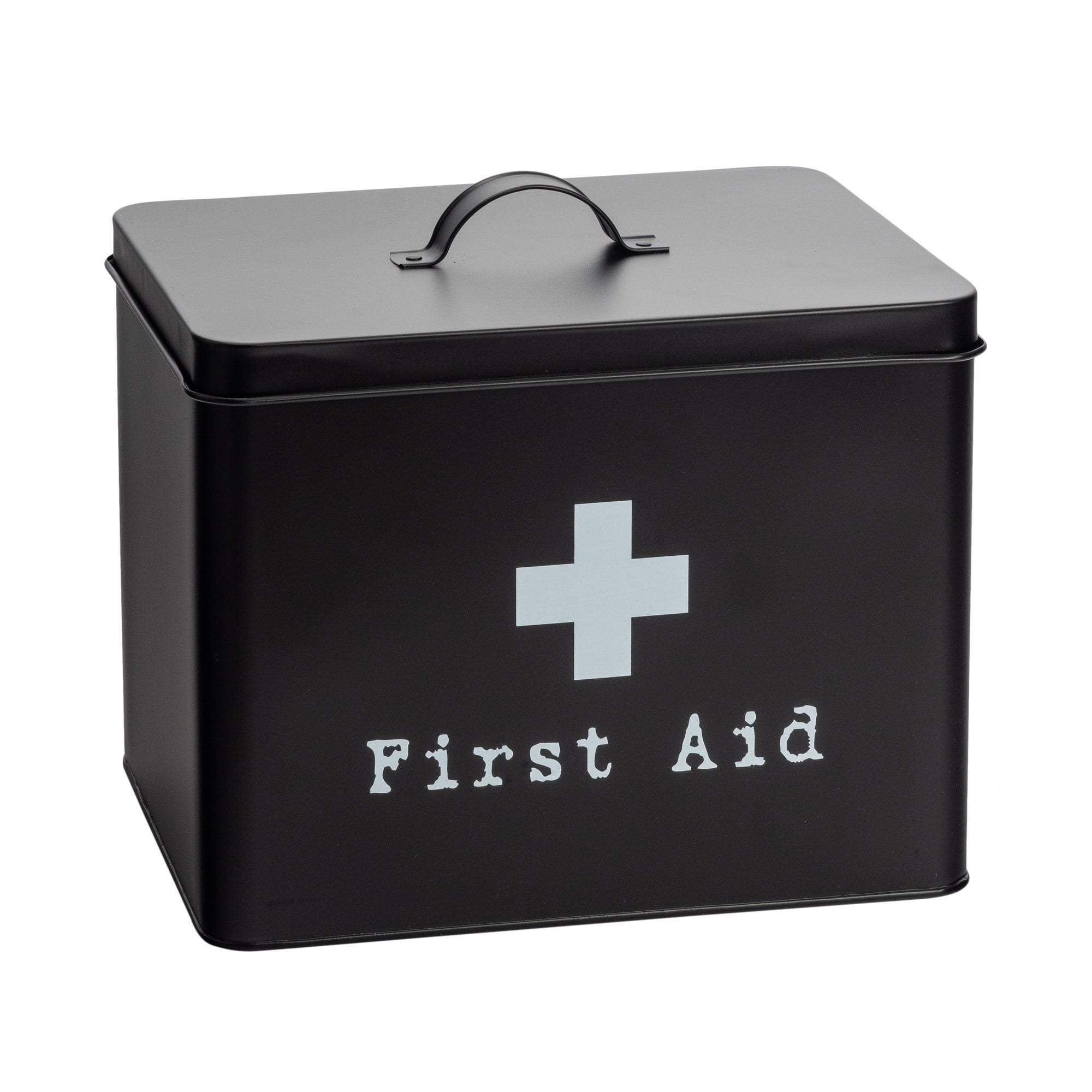 Large Black Vintage First Aid Tin