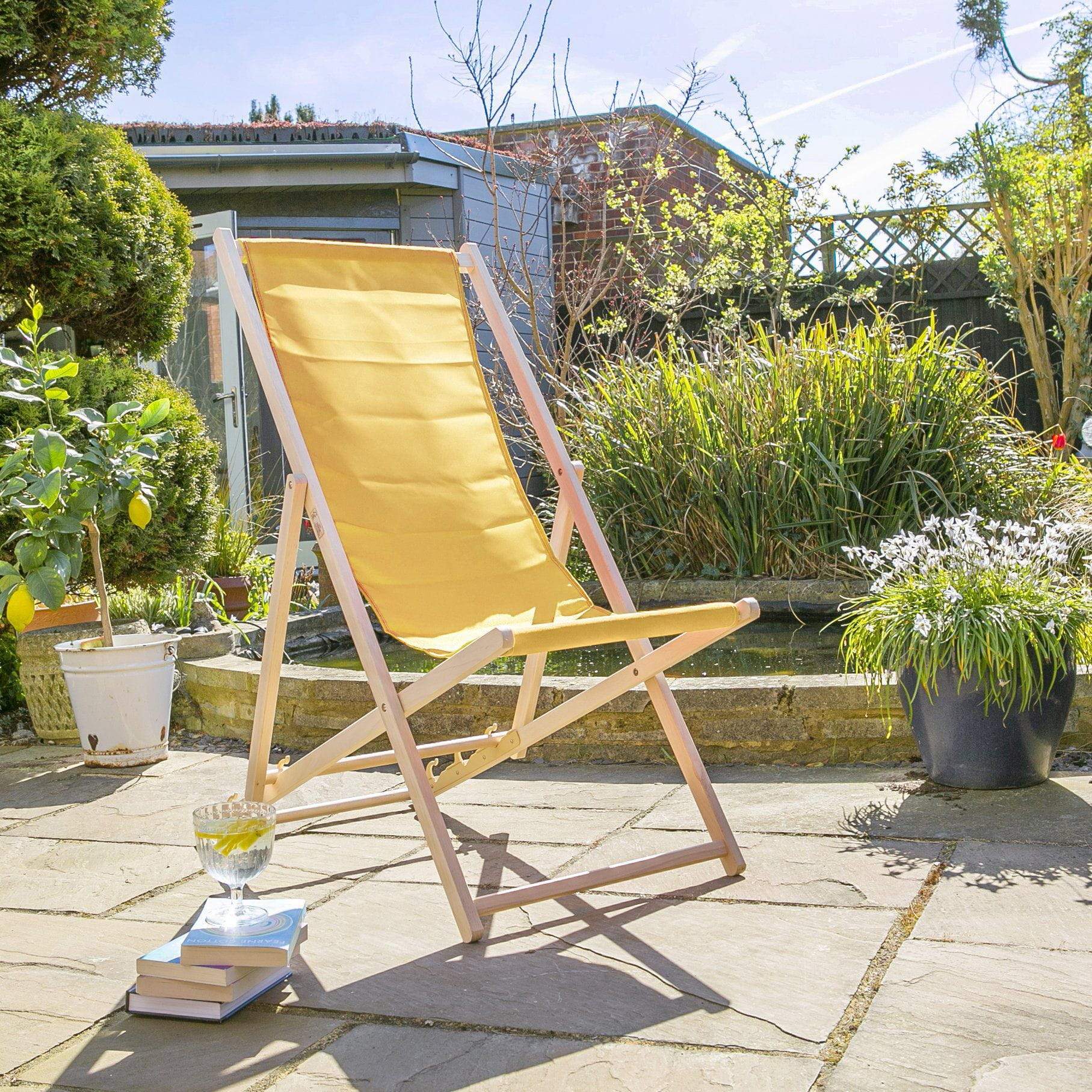 Mustard Folding Wooden Deck Chair