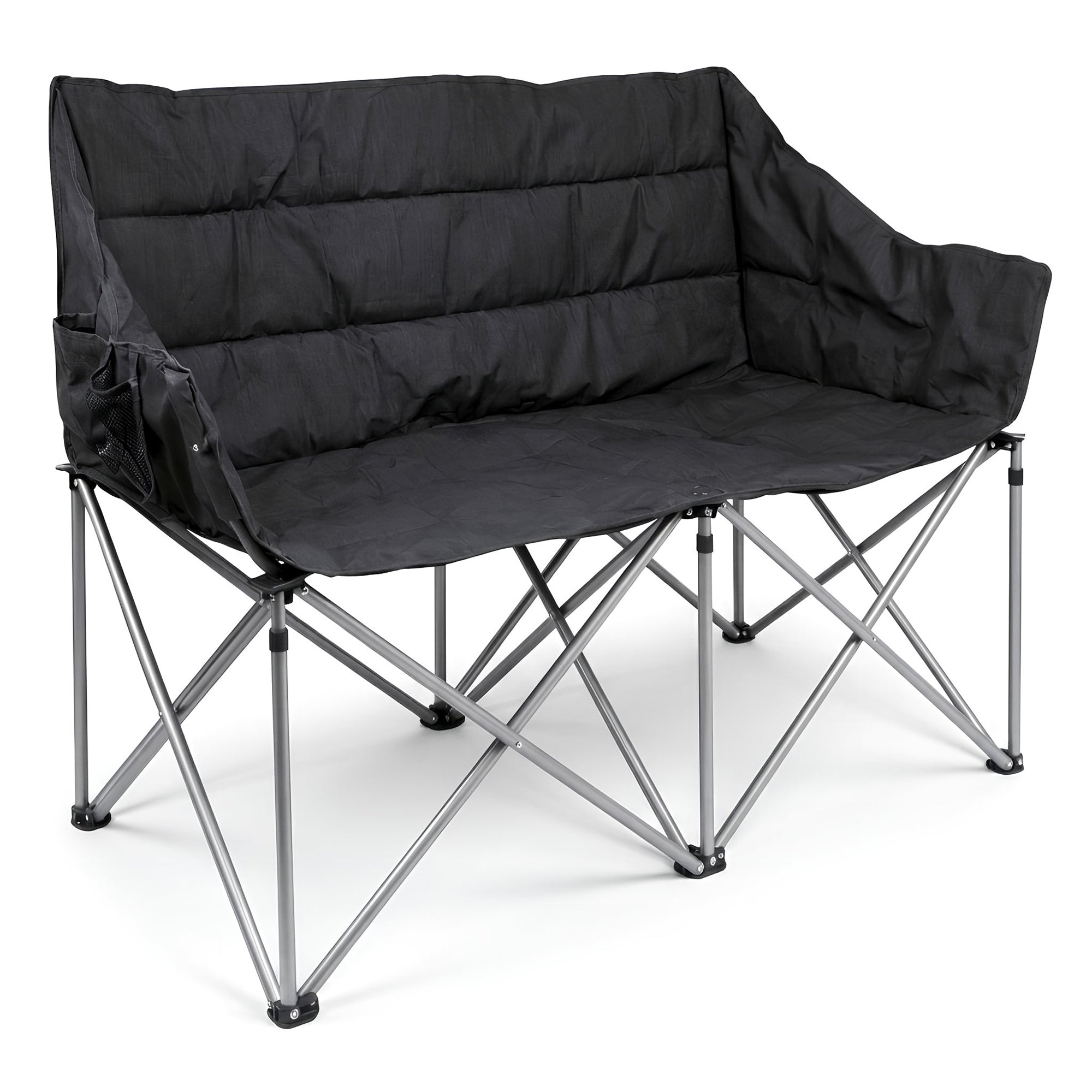 Padded Folding Double Camping Chair - Black