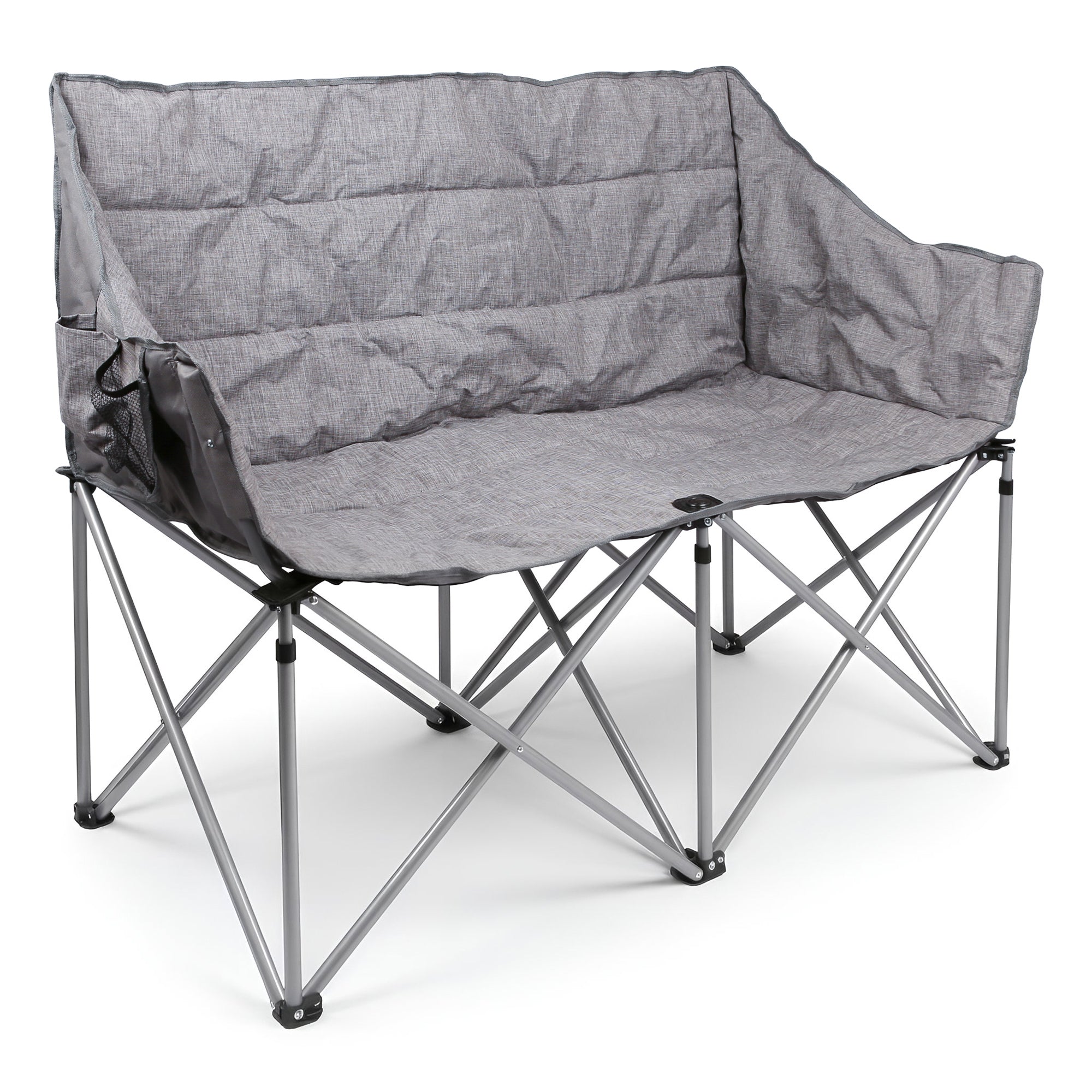 Padded Folding Double Camping Chair - Grey