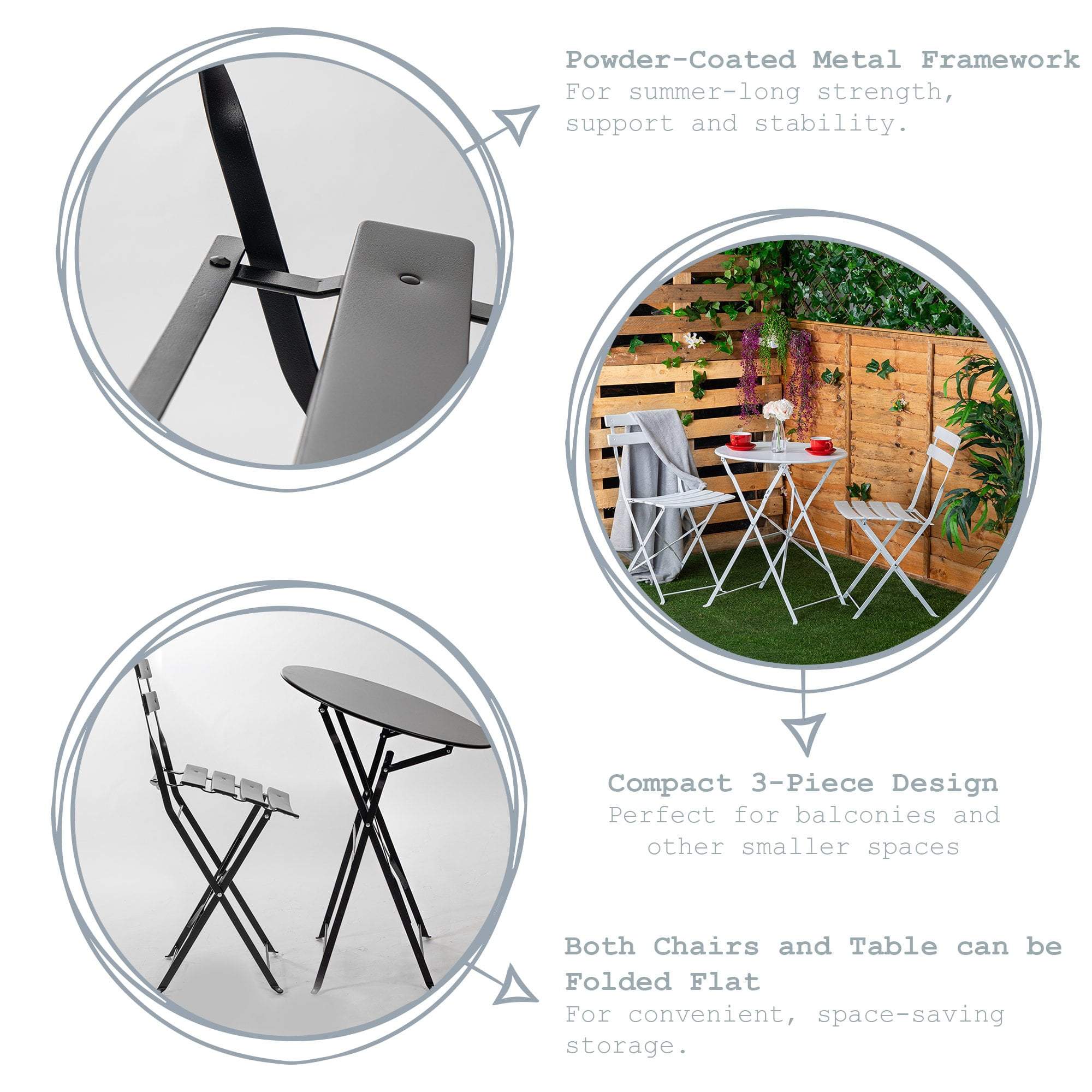 White Two-Seater Round Bistro Set