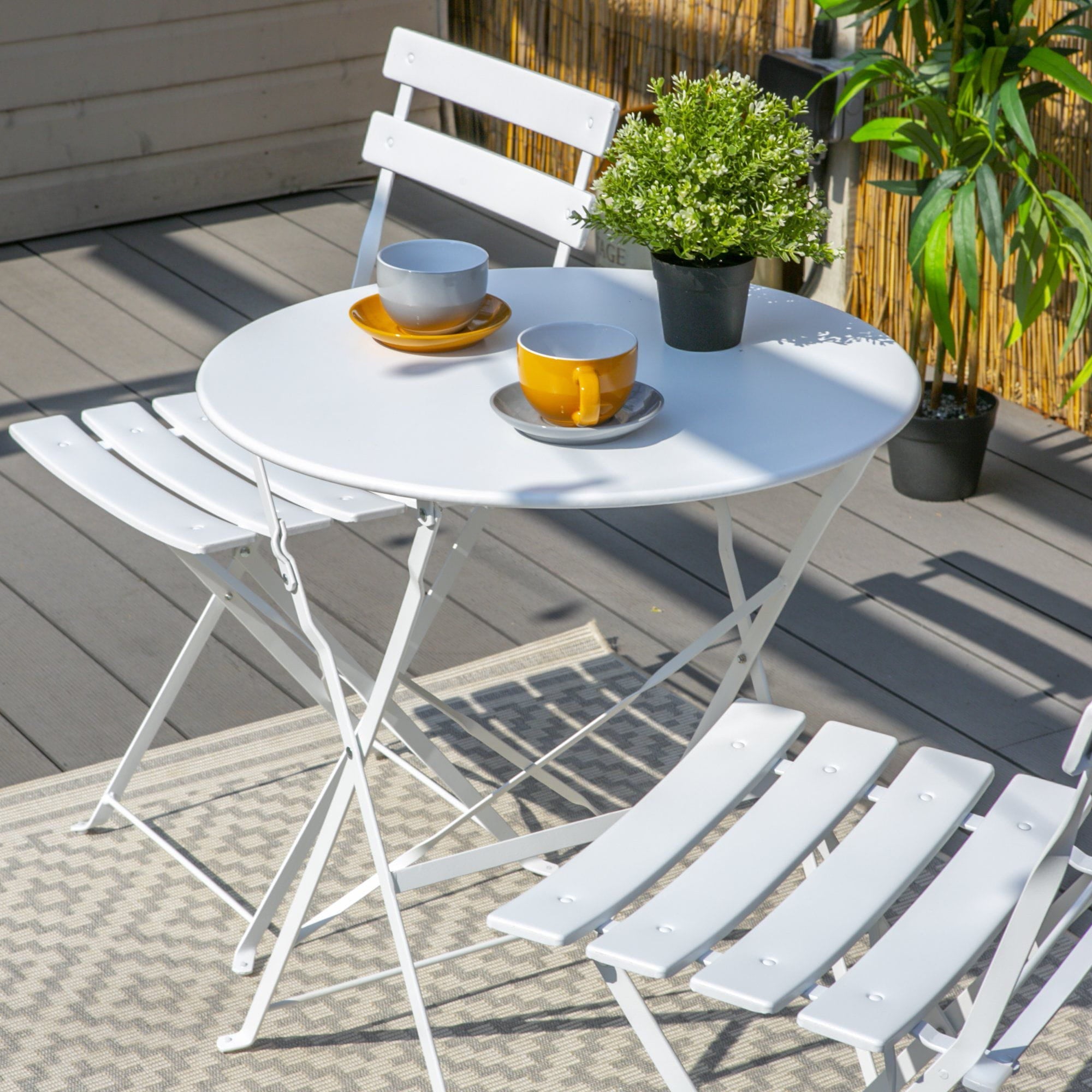 White Two-Seater Round Bistro Set
