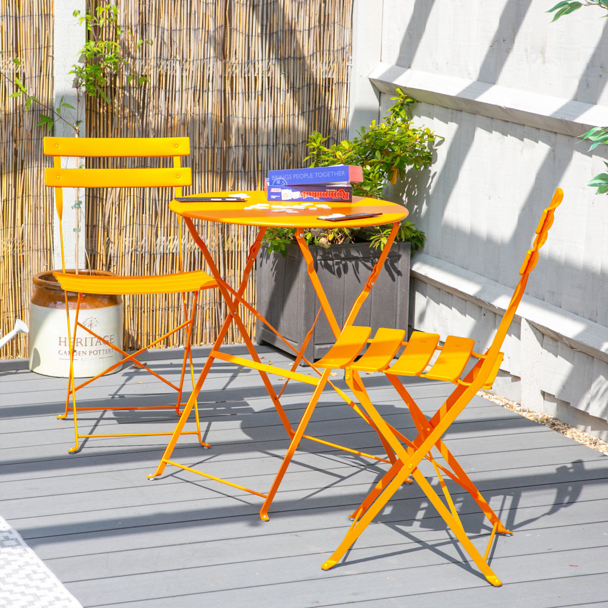 Orange Two-Seater Round Bistro Set