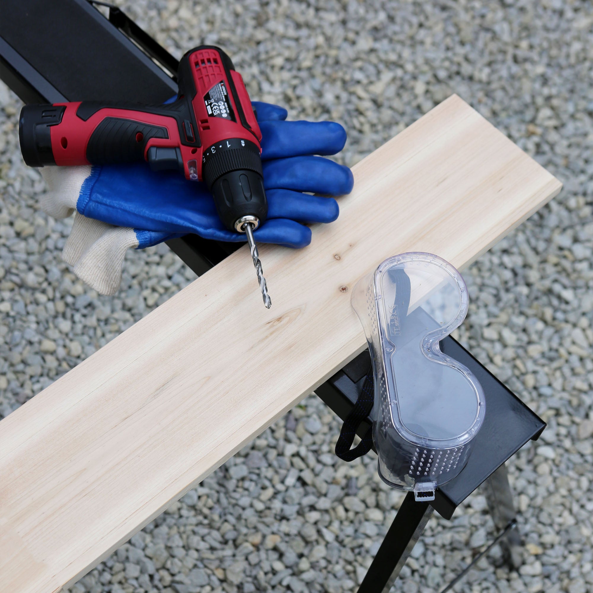 Black/Black Folding Iron Saw Horses - Pack of 2