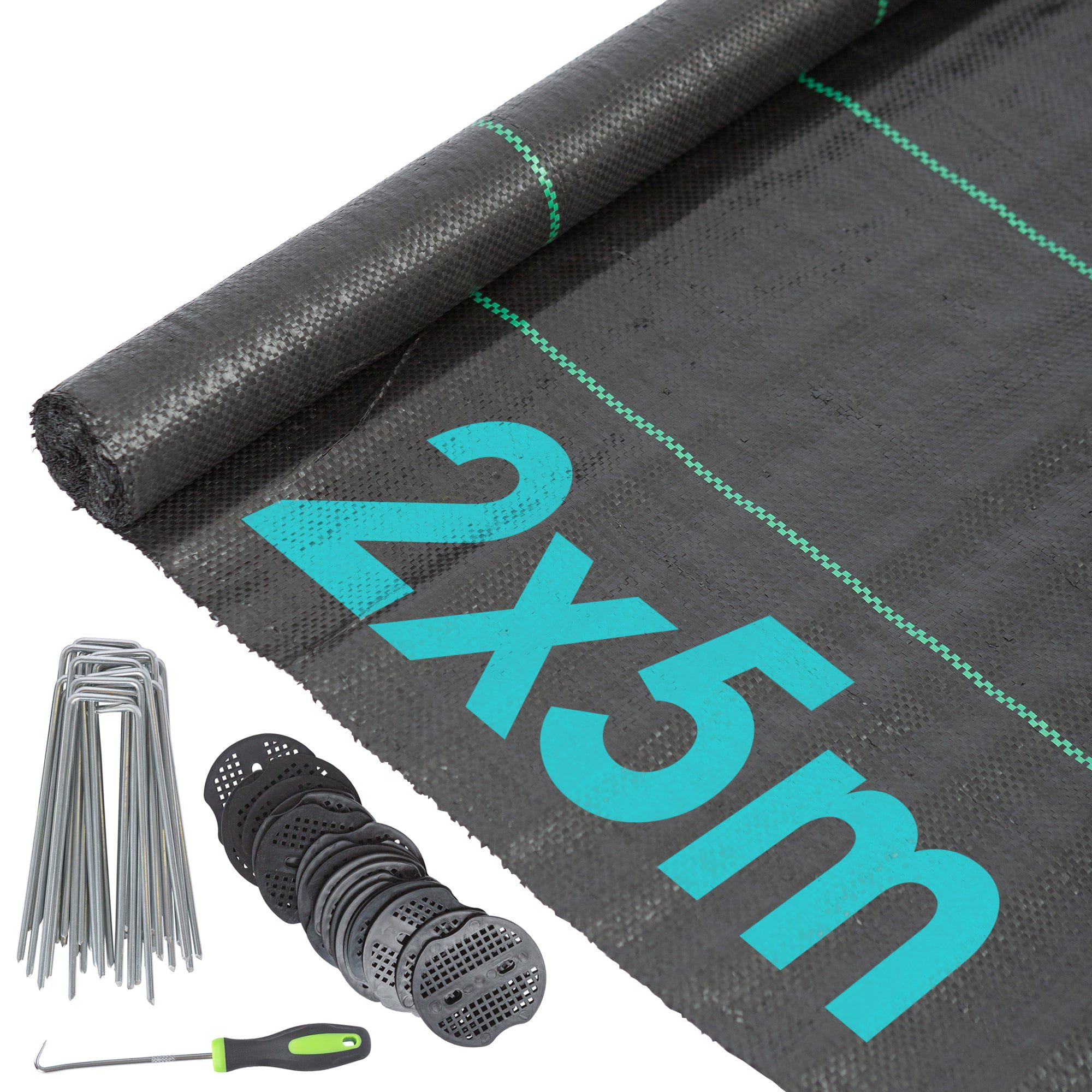 110gsm Weed Control Membrane Set with Pegs & Plates
