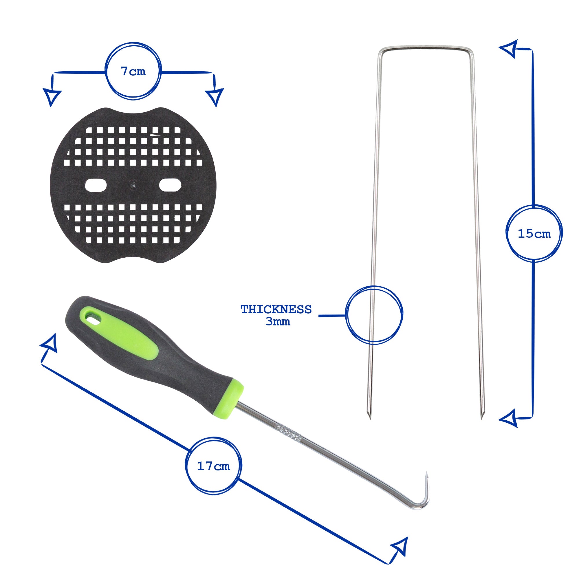 40pc 3mm Weed Membrane Peg Fixing Set with Removal Tool