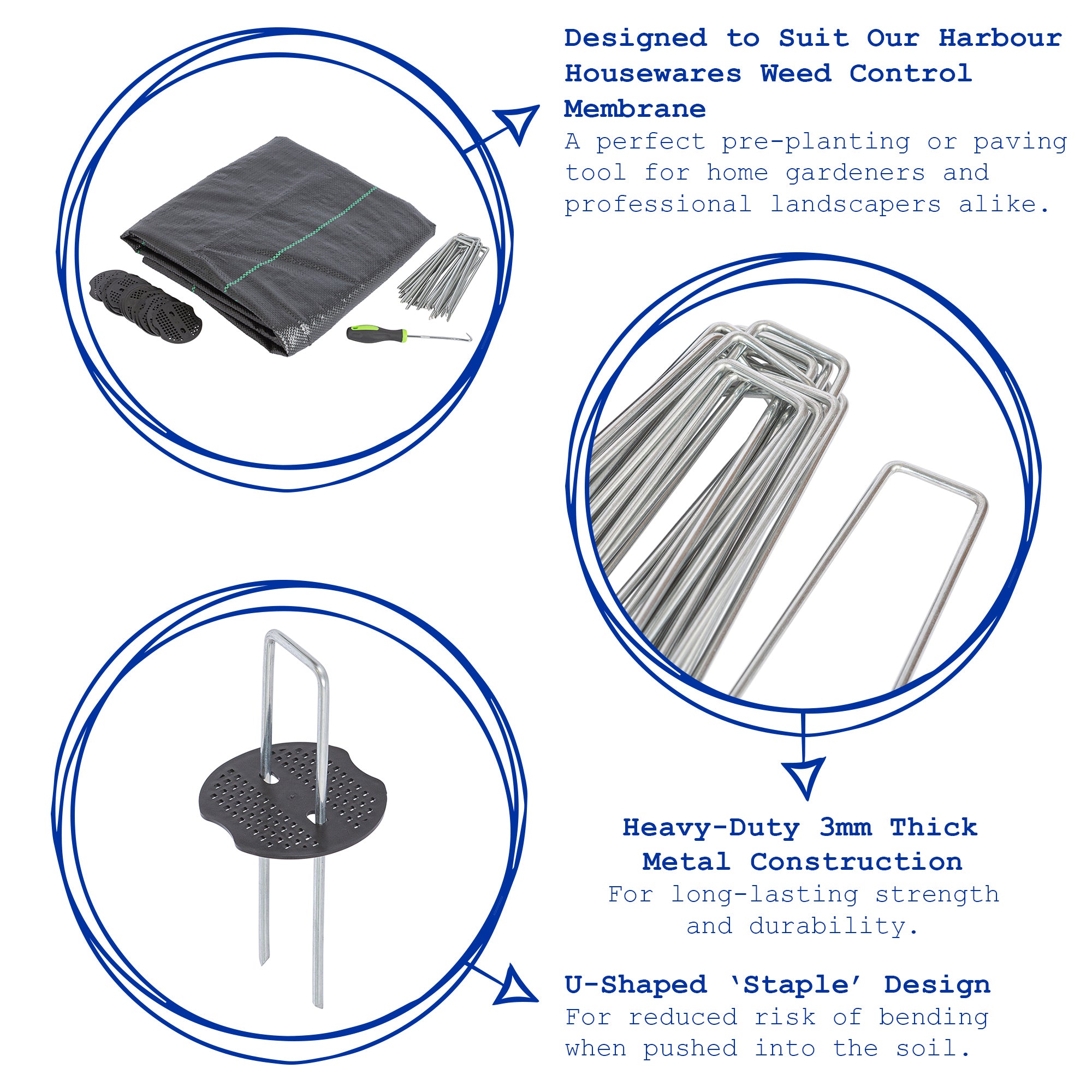 40pc 3mm Weed Membrane Peg Fixing Set with Removal Tool