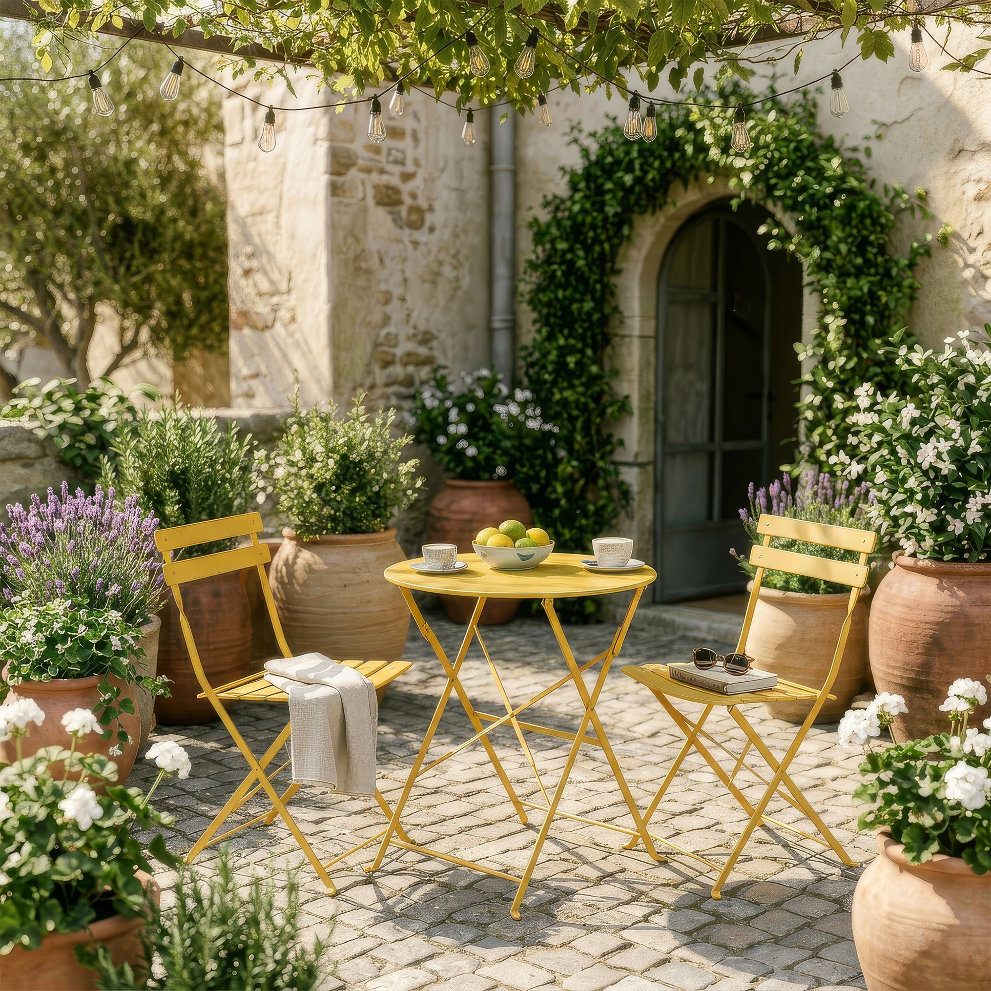 Yellow Two-Seater Round Bistro Set