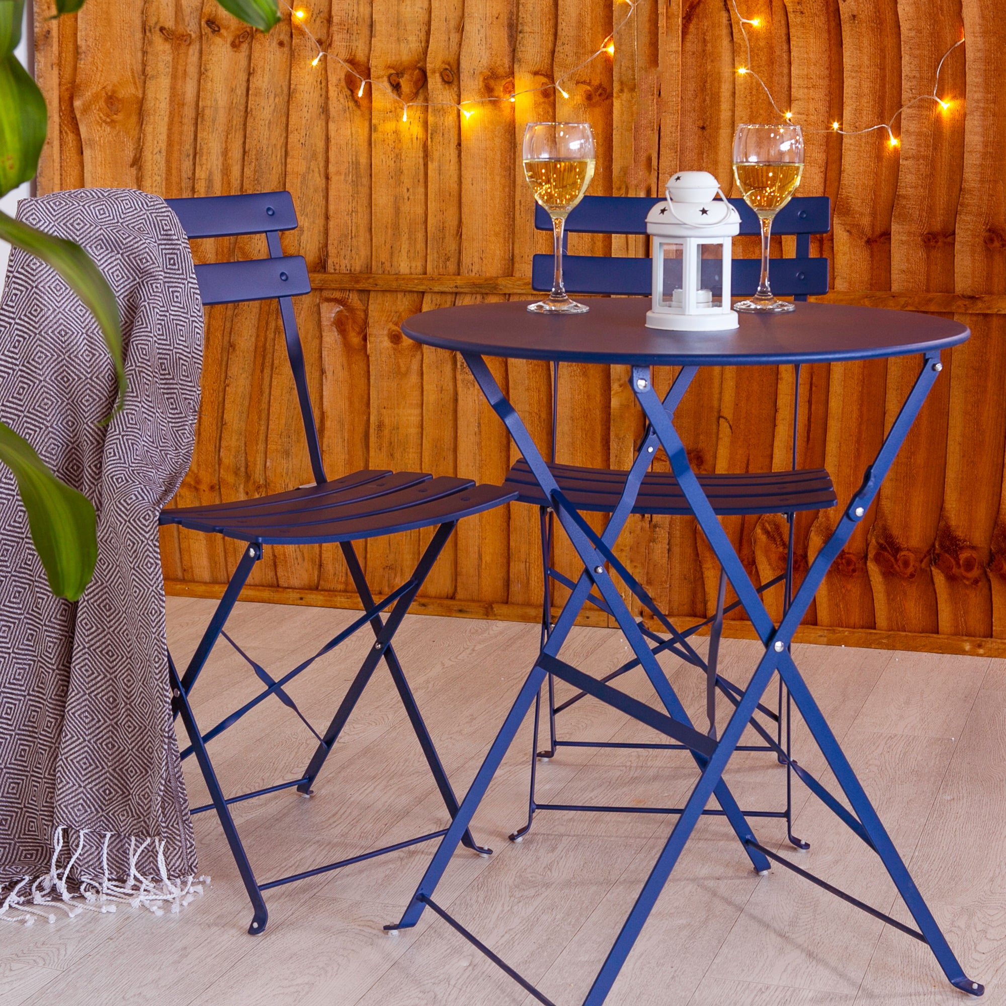 Navy Two-Seater Round Bistro Set