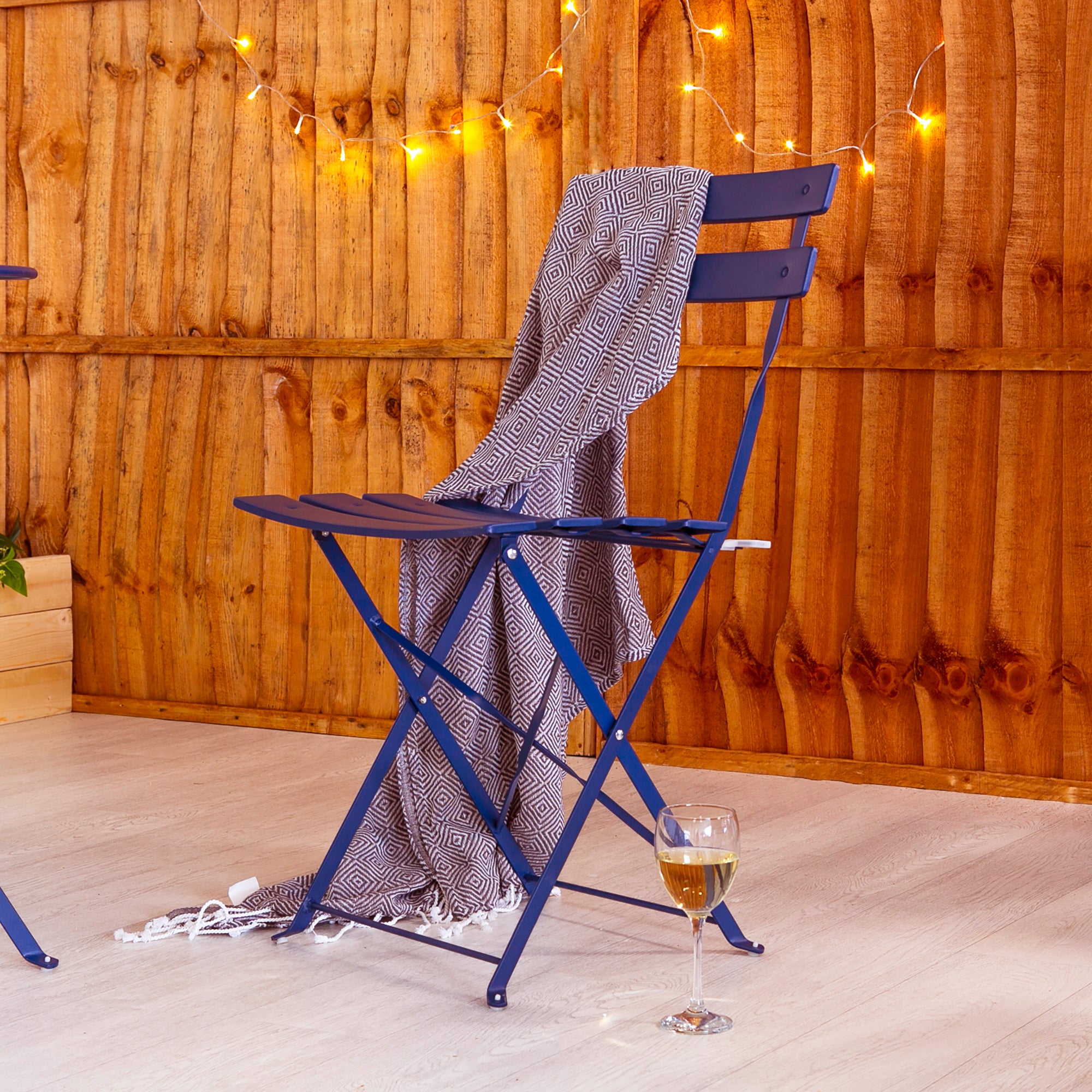Navy Two-Seater Round Bistro Set