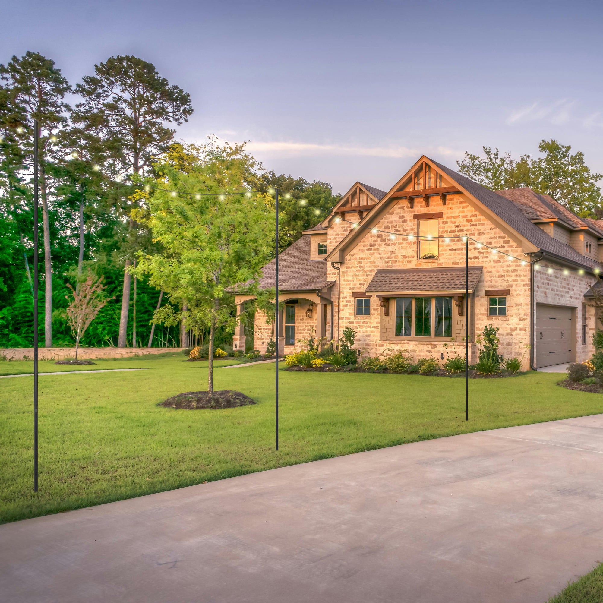 Outdoor Iron Festoon Pole - 0.6-2.5M - Black