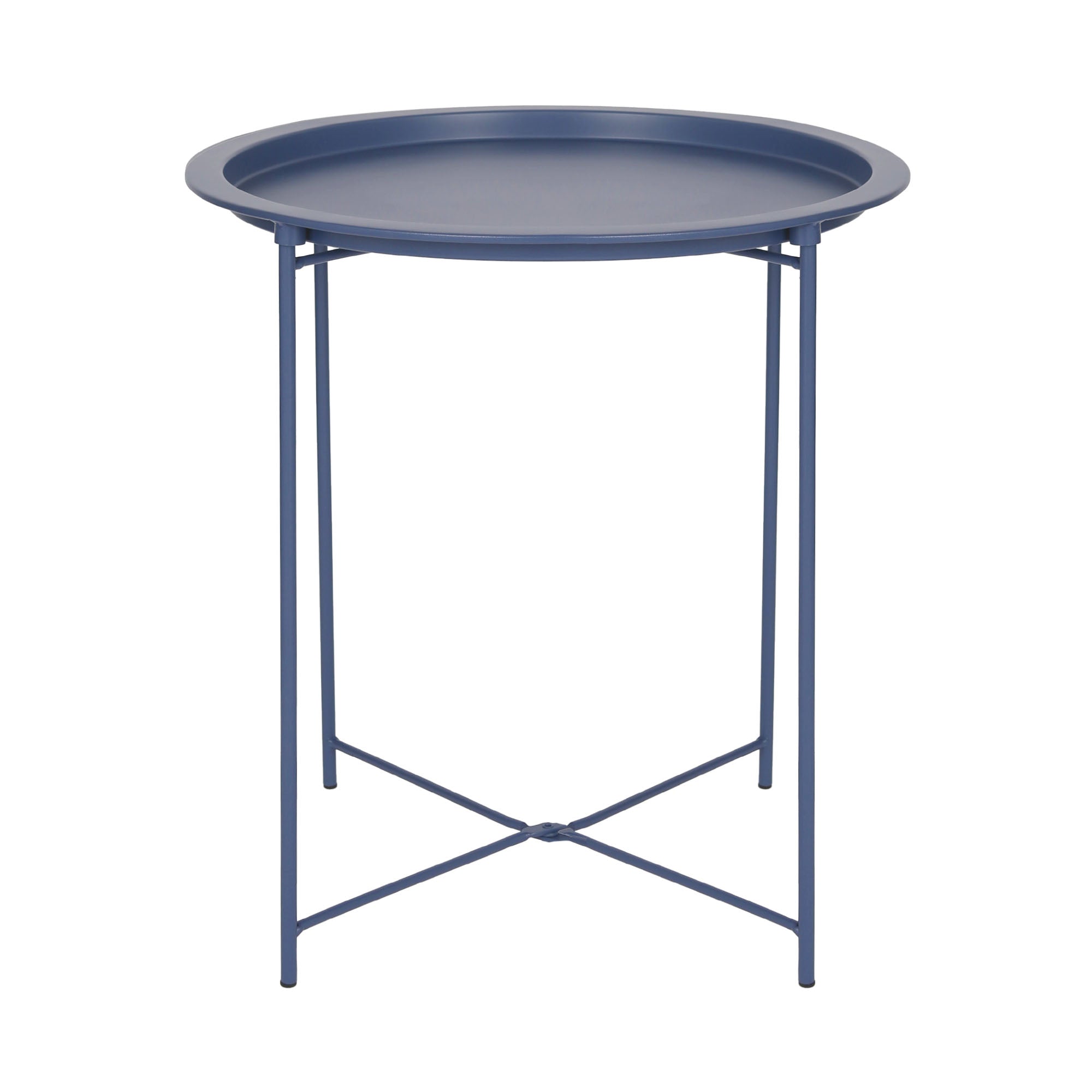 Navy Round Steel Tray Table