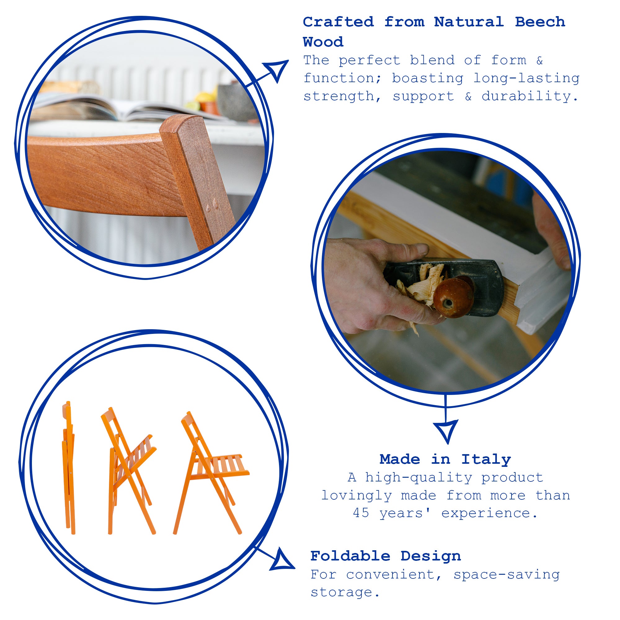 Dove Grey Beech Wood Folding Chair