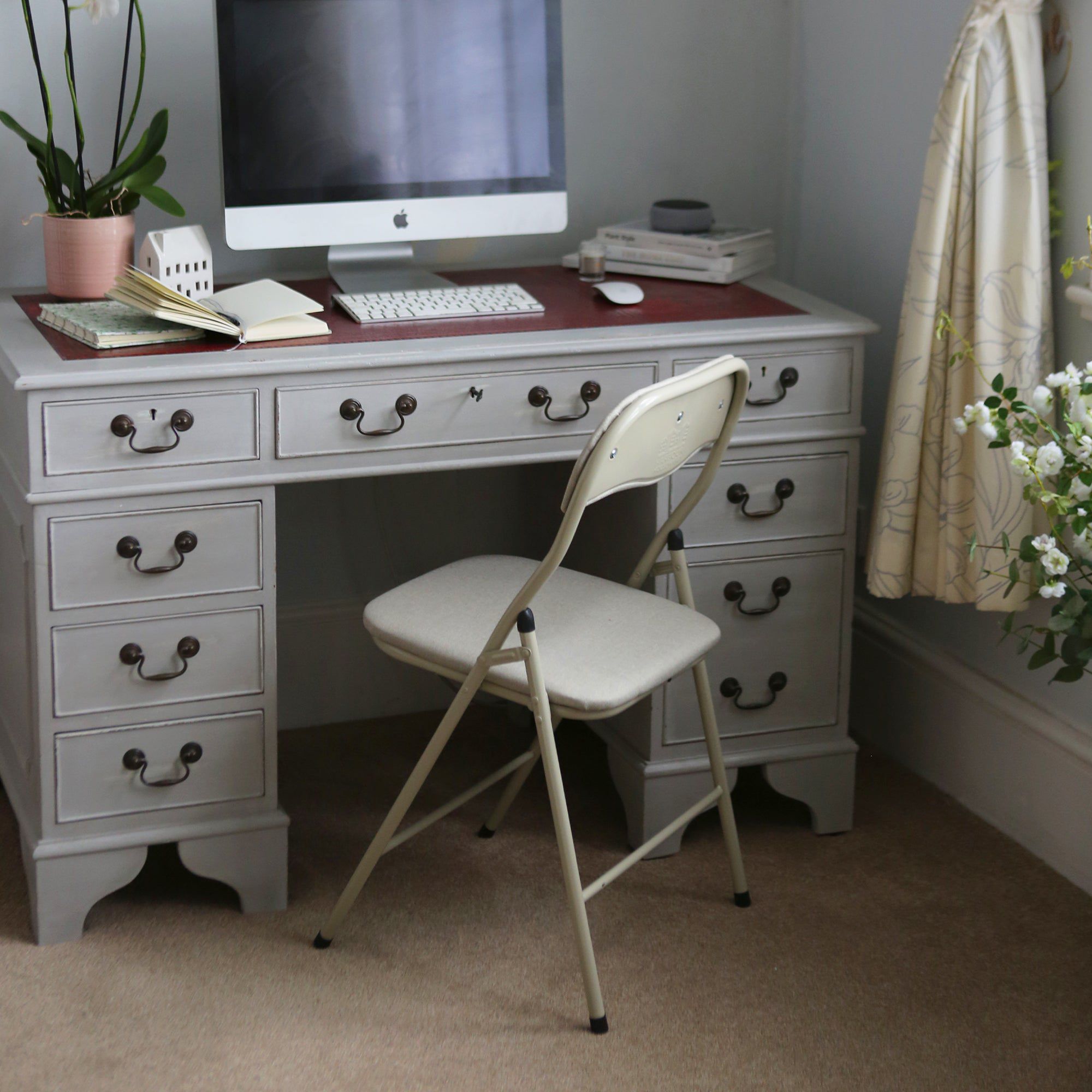 Beige Fabric Padded Folding Chair