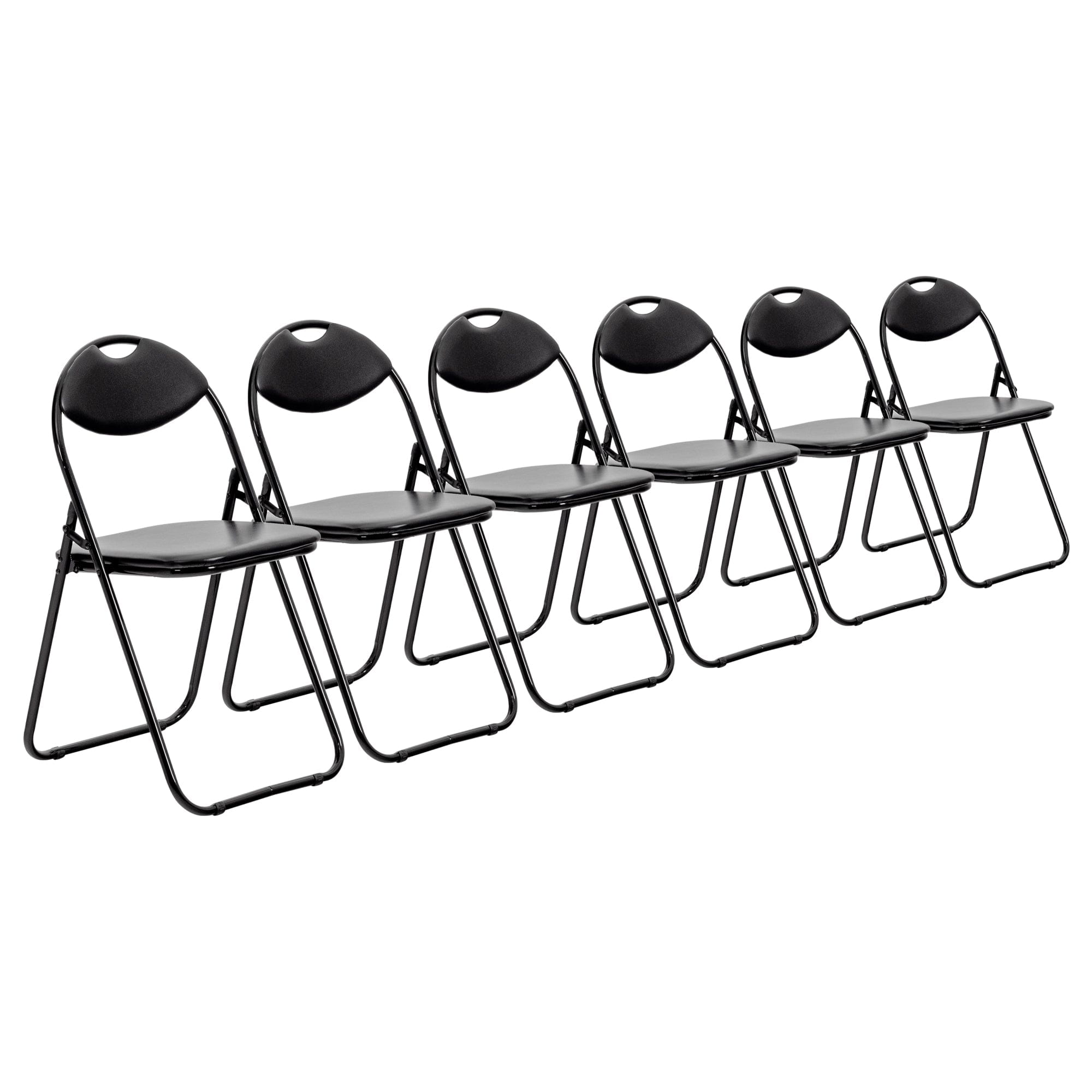 Black Curved Black Framed Padded Folding Chair - Pack of Six