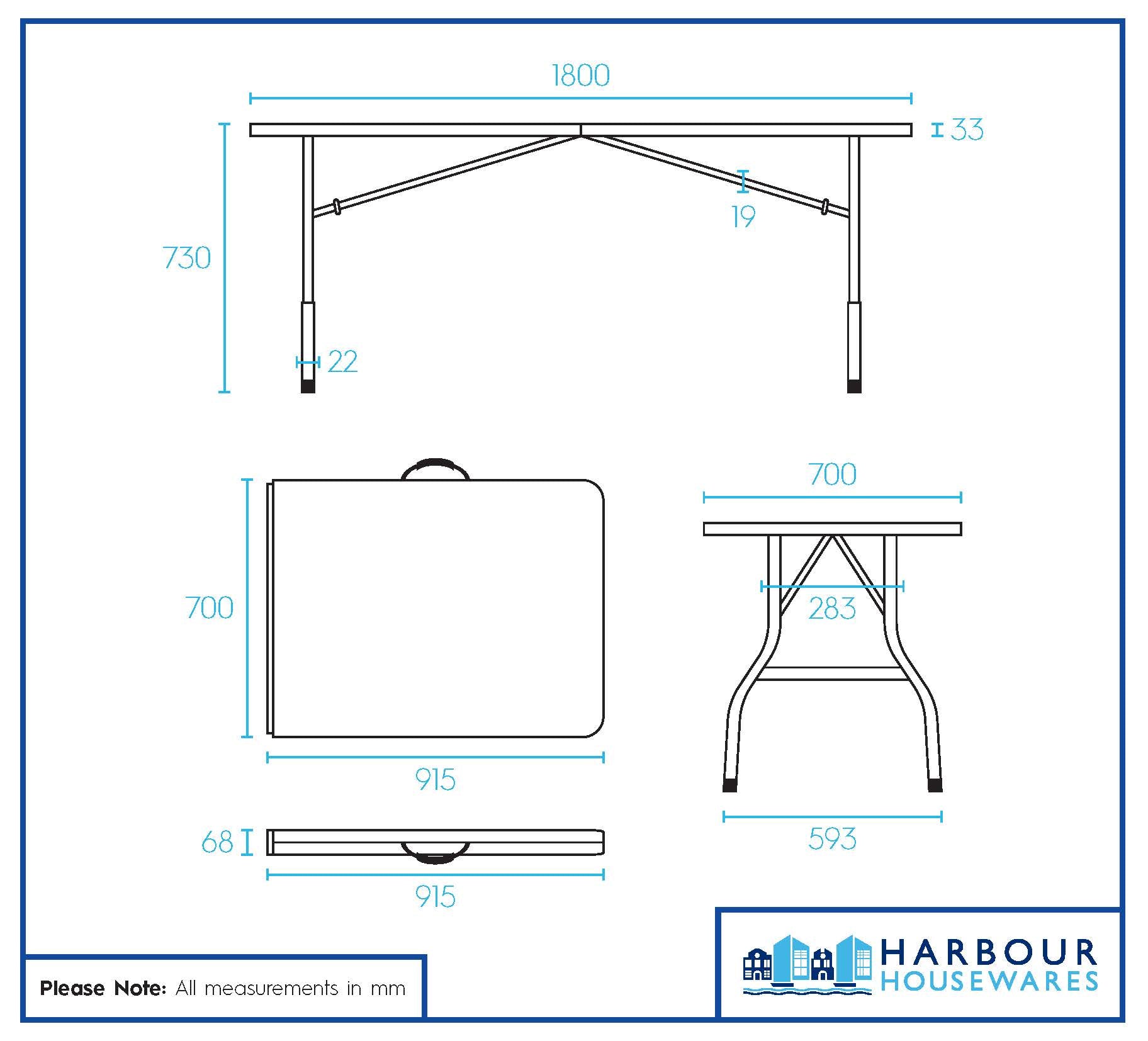 6ft Black Folding Trestle Table – Durable 180cm Plastic Table for Events & Catering