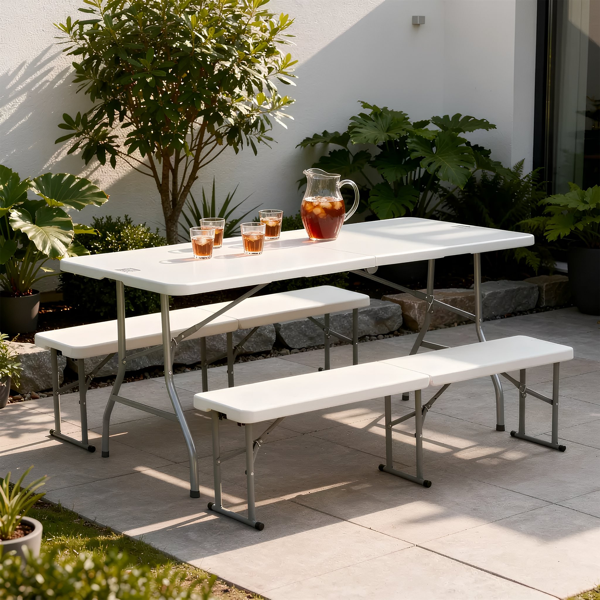 6ft (180cm) White Rectangle Plastic Folding Trestle Table