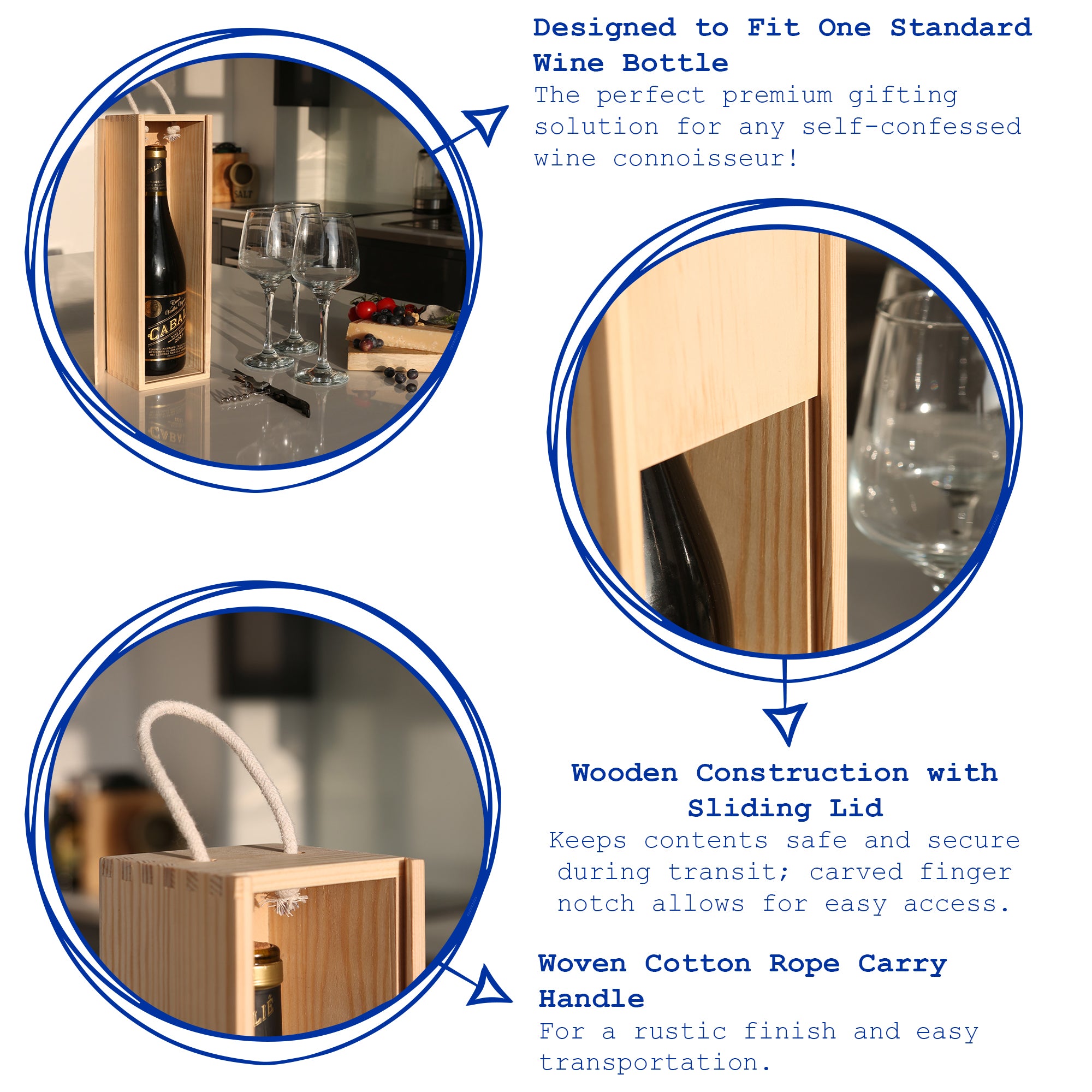 8pc Wooden Wine Box Set with Corkscrew & Glasses