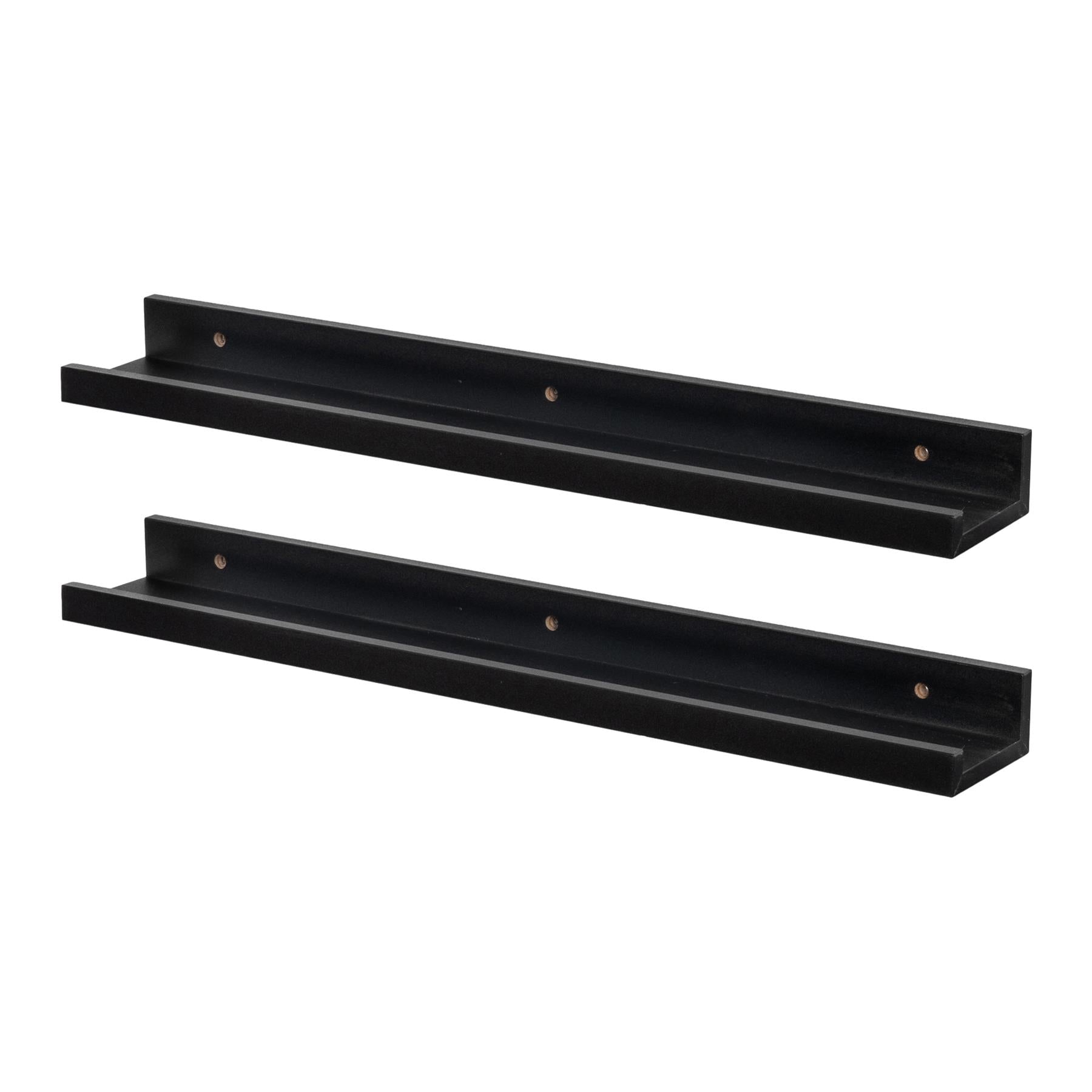 57cm Black Floating Picture Ledge Shelves - Pack of Two