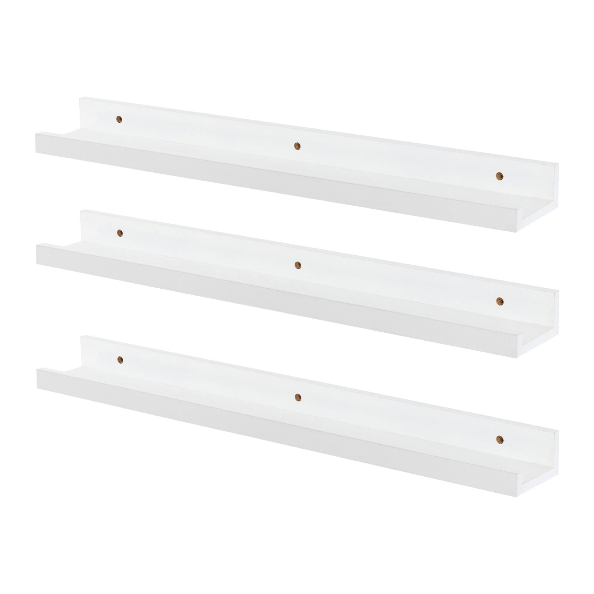 57cm White Floating Picture Ledge Shelves - Pack of Three