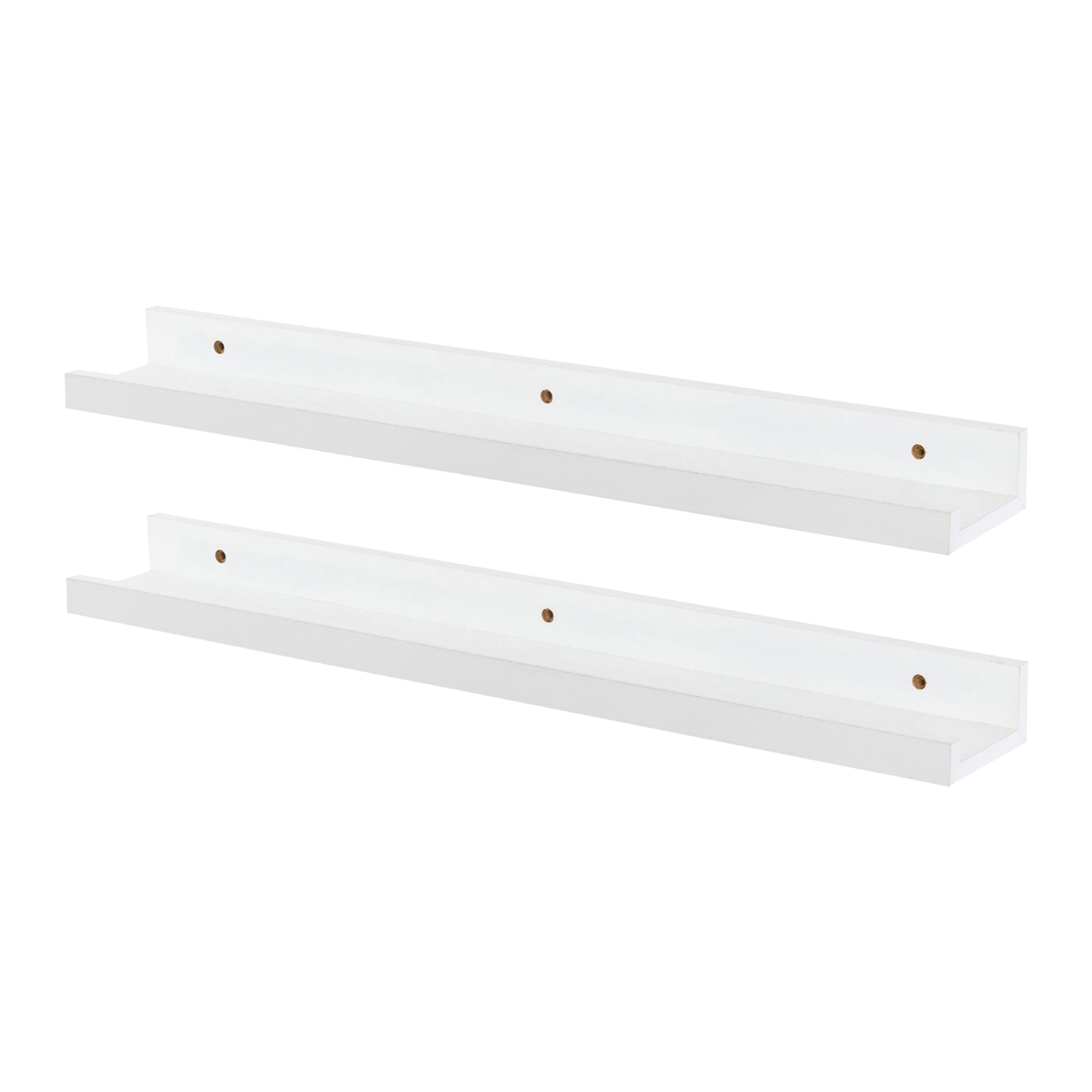 57cm White Floating Picture Ledge Shelves - Pack of Two