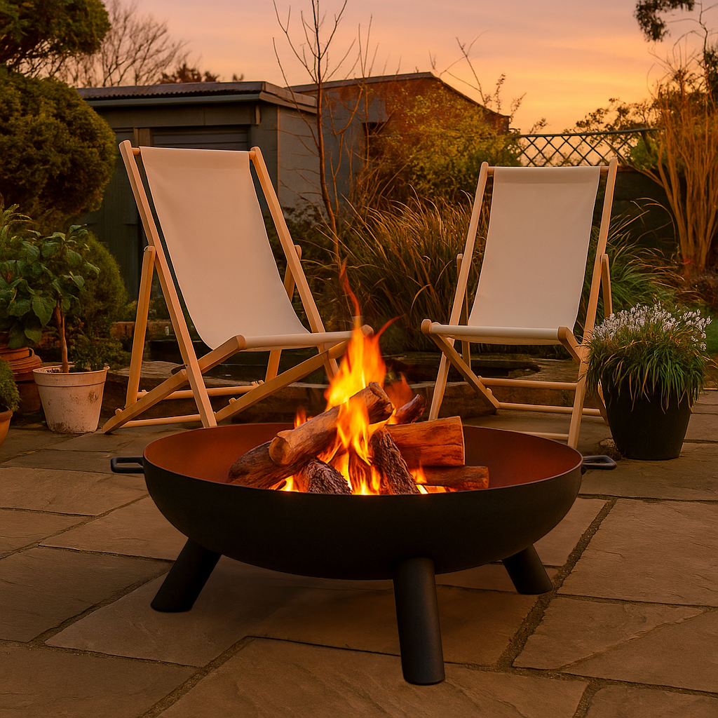 XL Round Iron Fire Pit - 99cm - Black