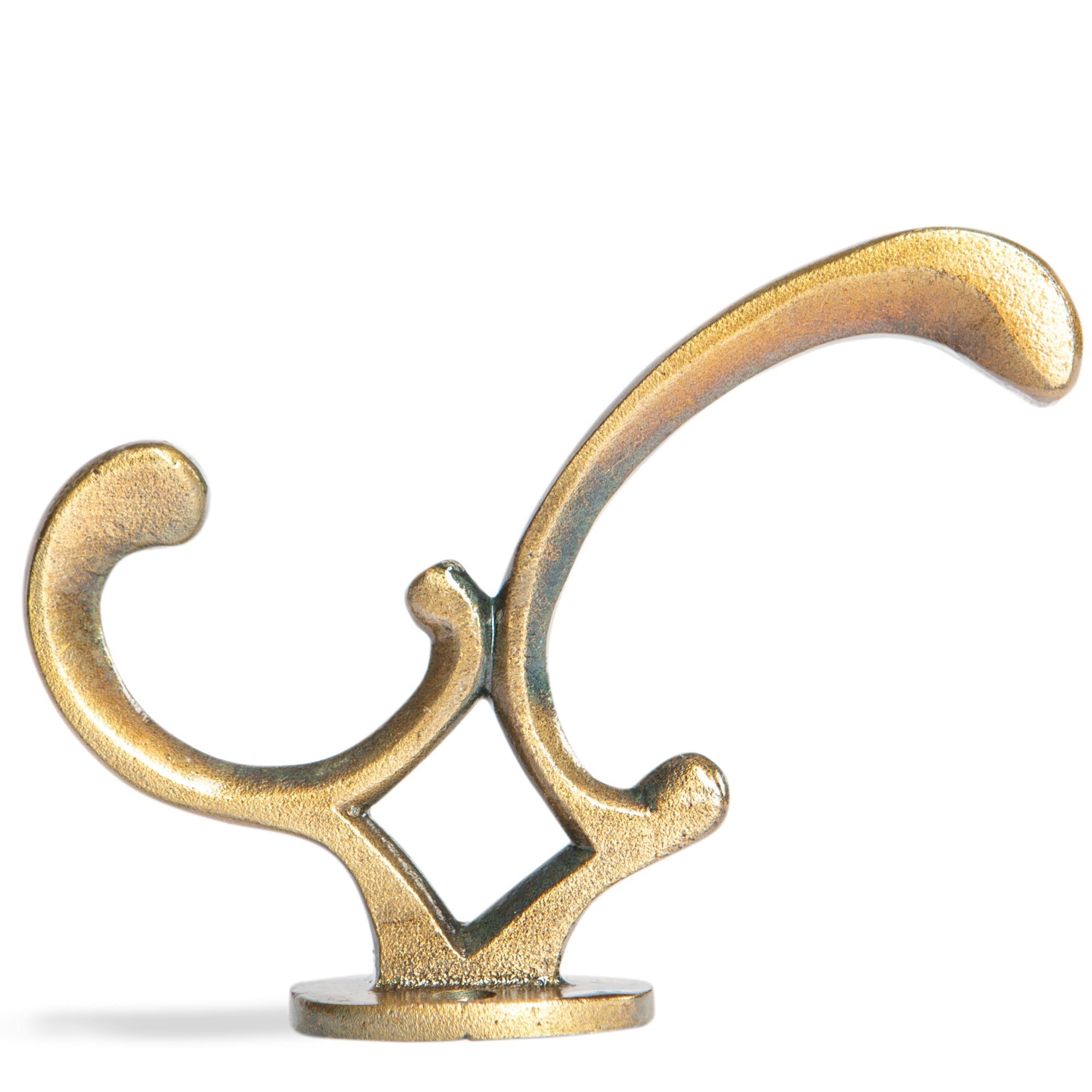 30mm x 130mm Brass Ornamental Hat & Coat Hook