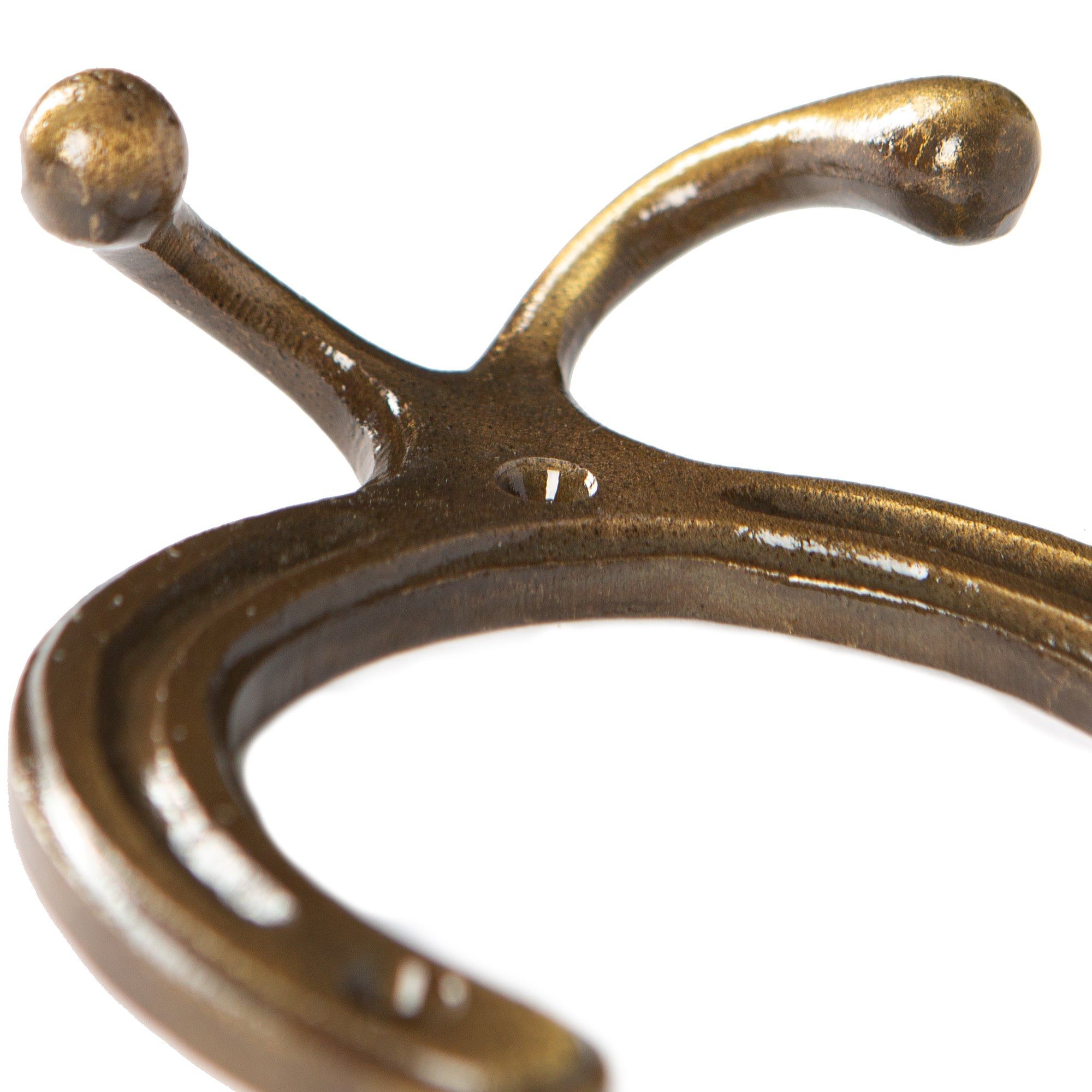 100mm x 110mm Brass Horse Shoe Double Coat Hook