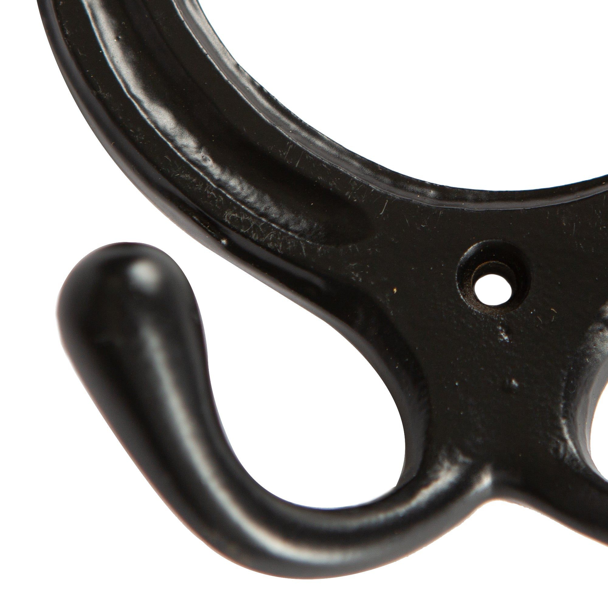 100mm x 110mm Black Horse Shoe Double Coat Hook