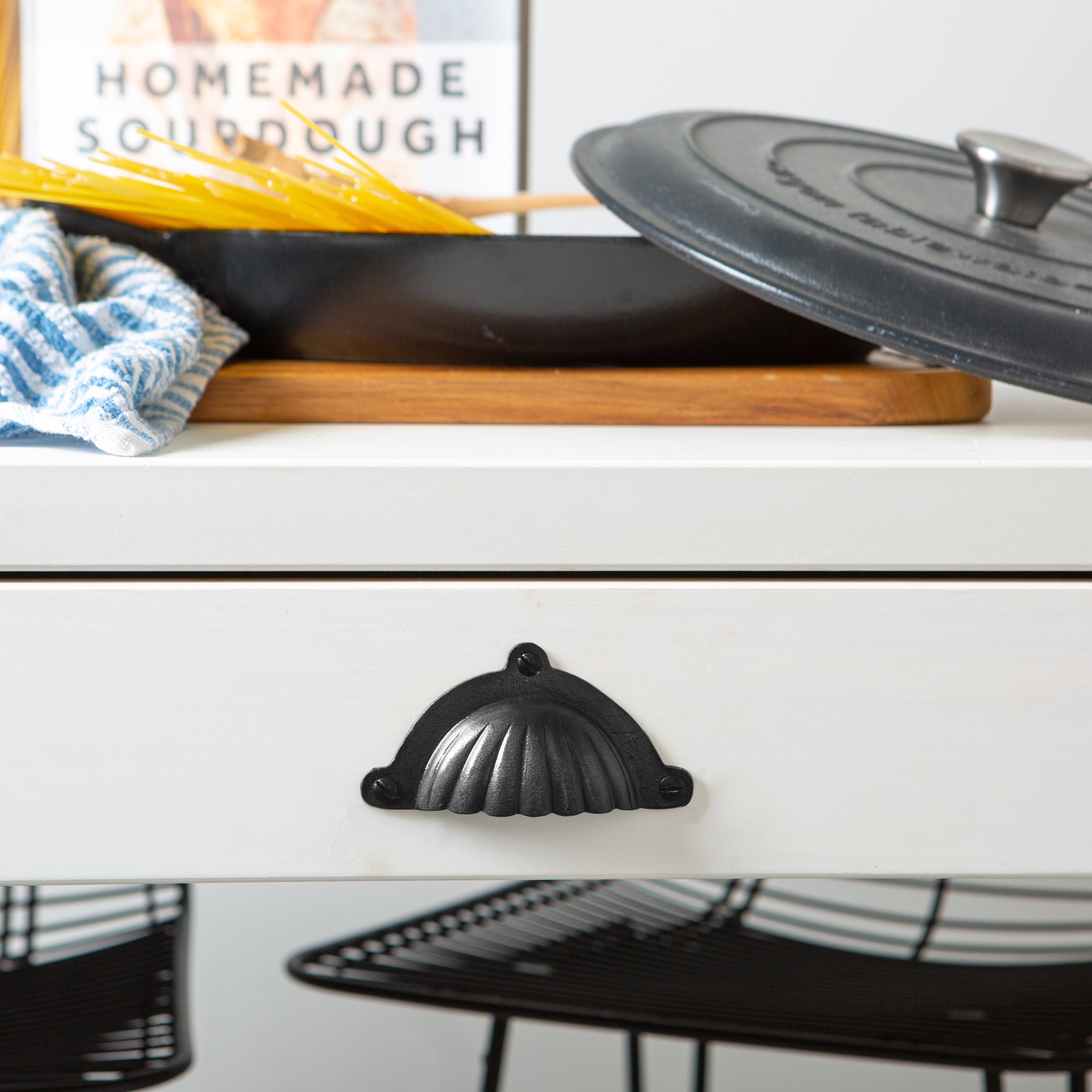 95mm x 50mm Fluted Cabinet Cup Handle