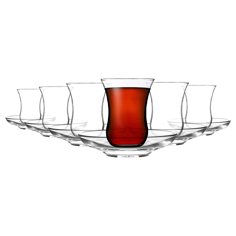 95ml Harman Glass Turkish Tea Cups & Saucers - 6 Sets - By LAV