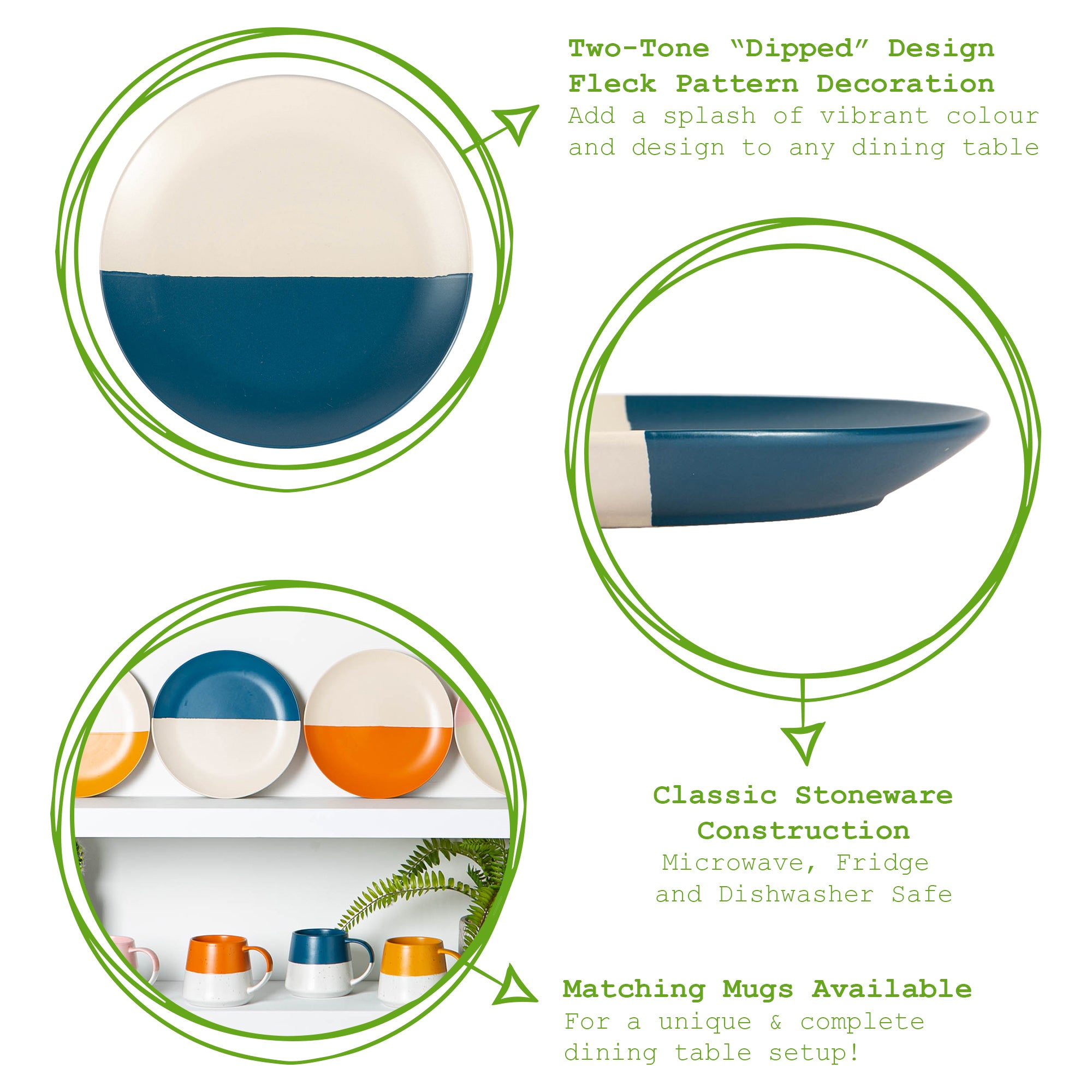 20.5cm Stoneware Colour Block Side Plates - Pack of Four