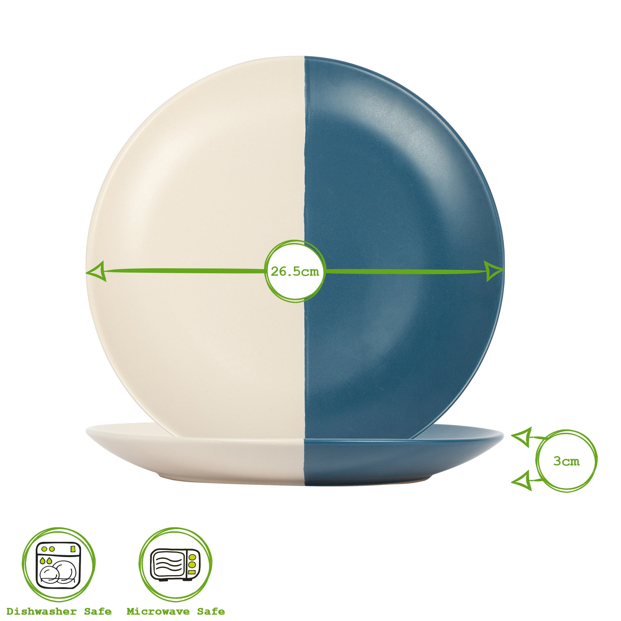 26.5cm Colour Block Stoneware Dinner Plate