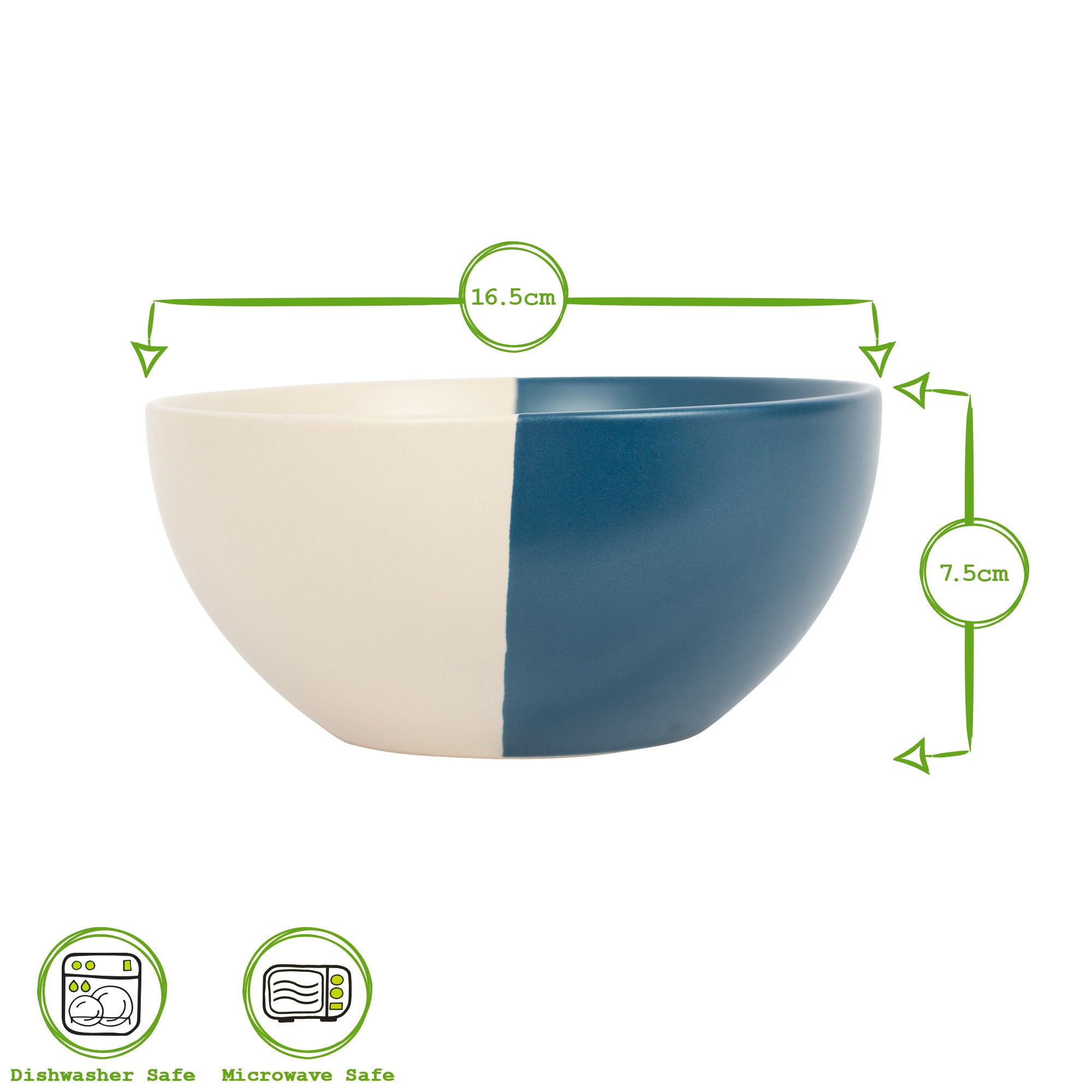 16.5cm Colour Block Stoneware Cereal Bowl