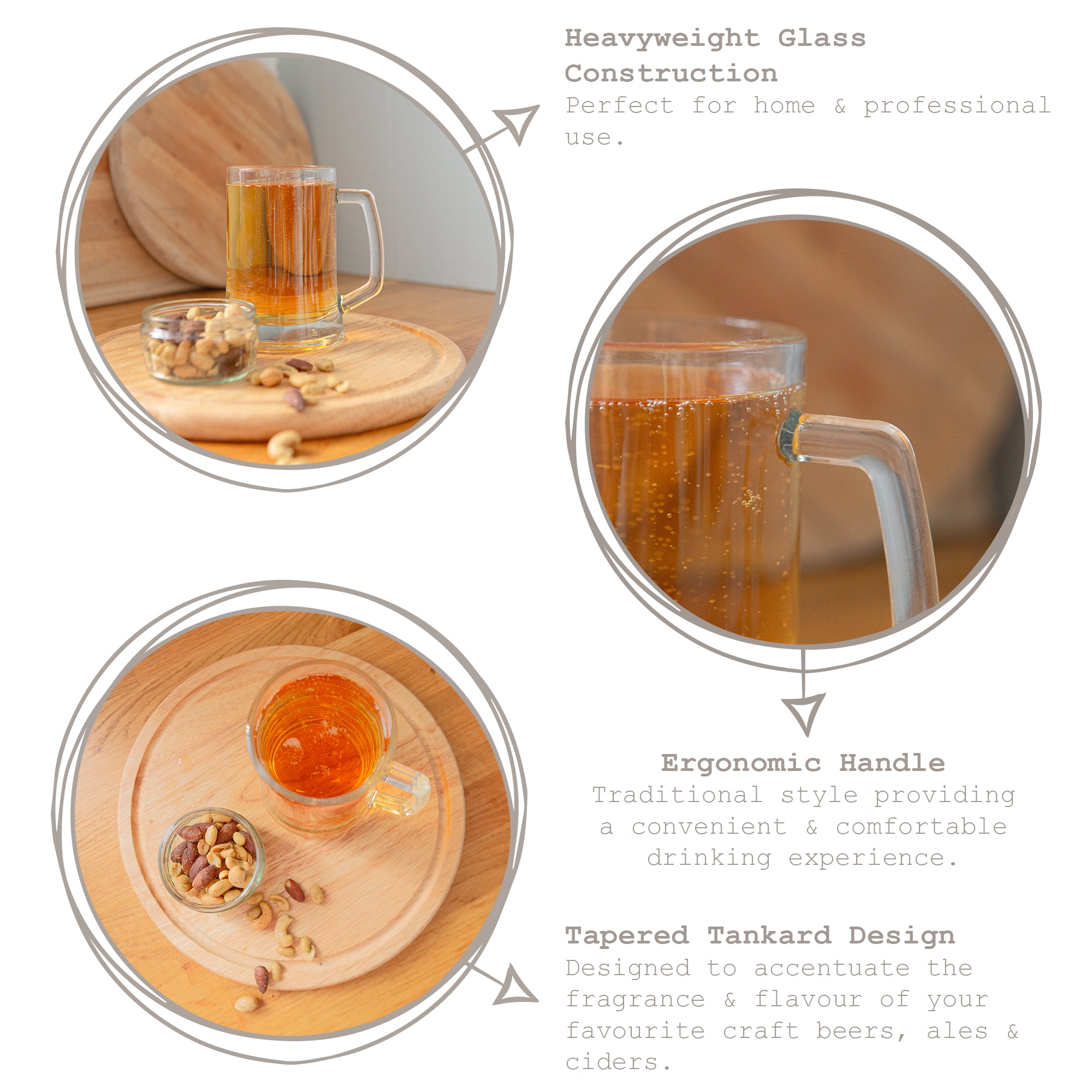 500ml Glass Beer Mugs - Pack of 2