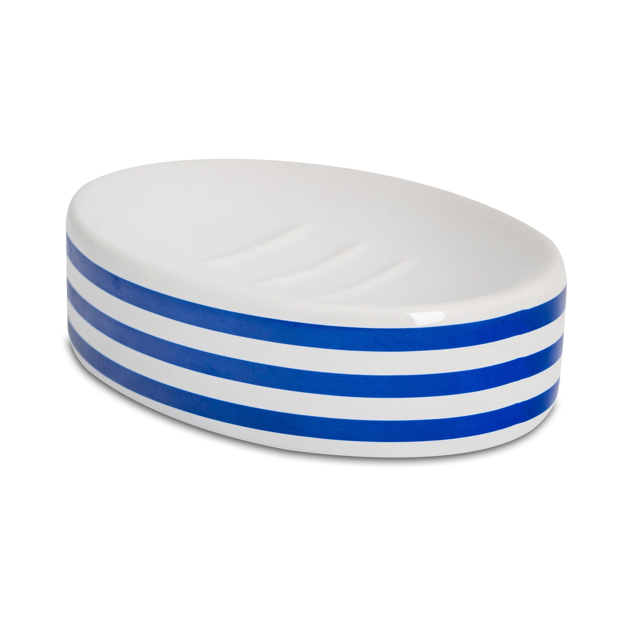 Blue Stripped Ceramic Soap Dish