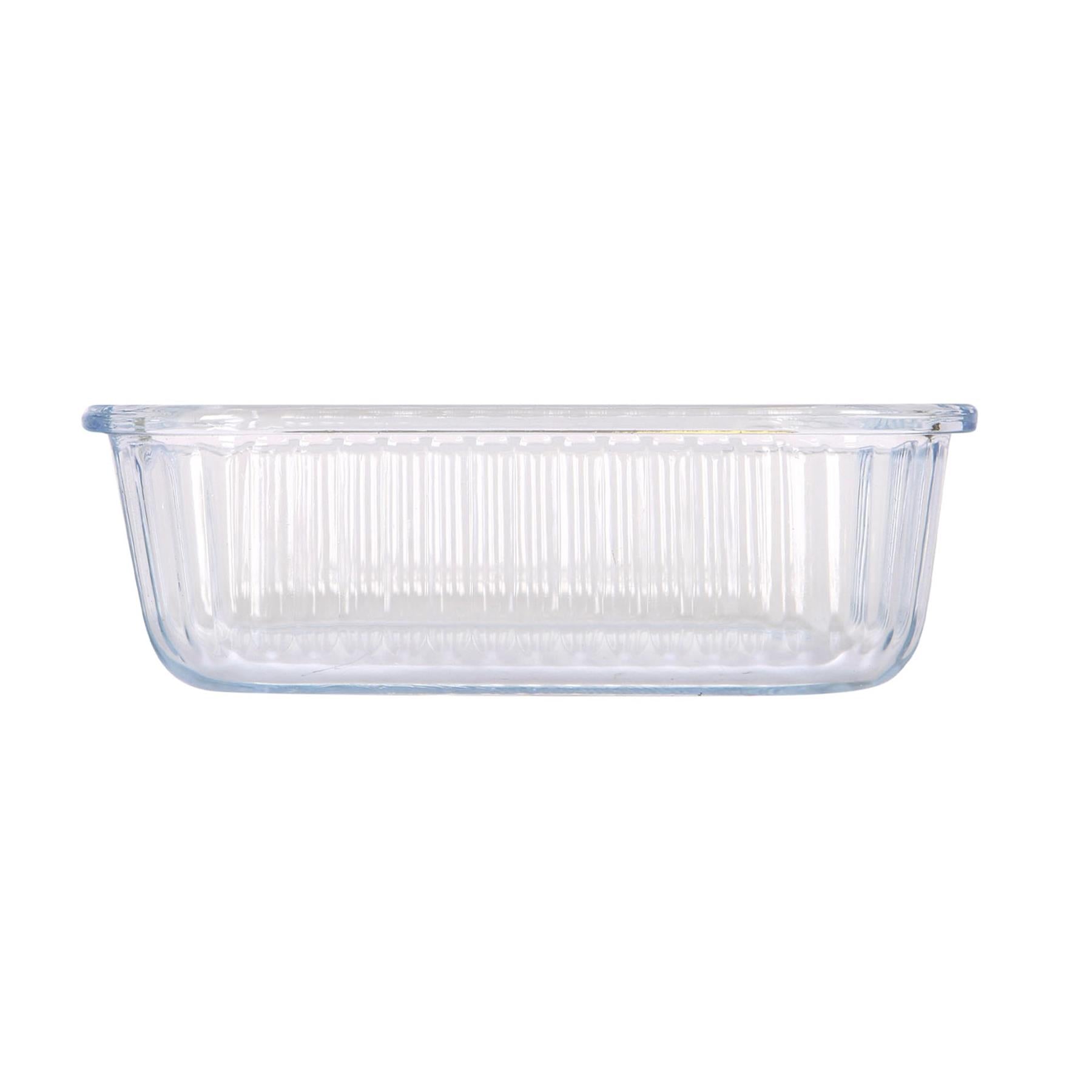 Optical Rectangular Glass Cake Dish - 20cm x 15cm