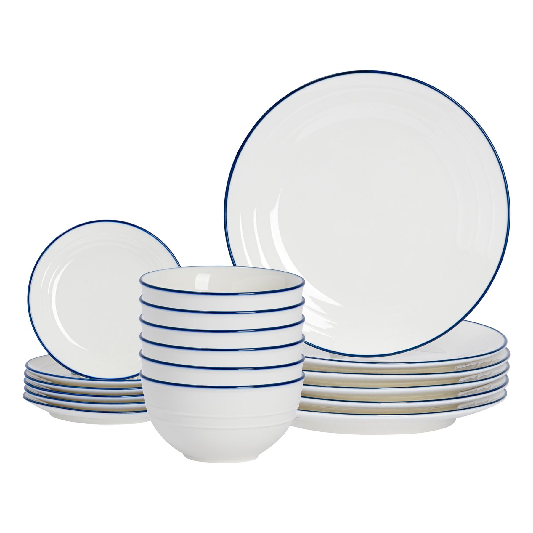 LS 18pc Farmhouse Porcelain Dinner Set - By Nicola Spring