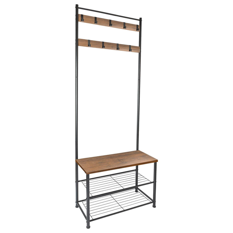 Square Steel Coat Rack with Shoe Storage Bench - By Harbour Housewares