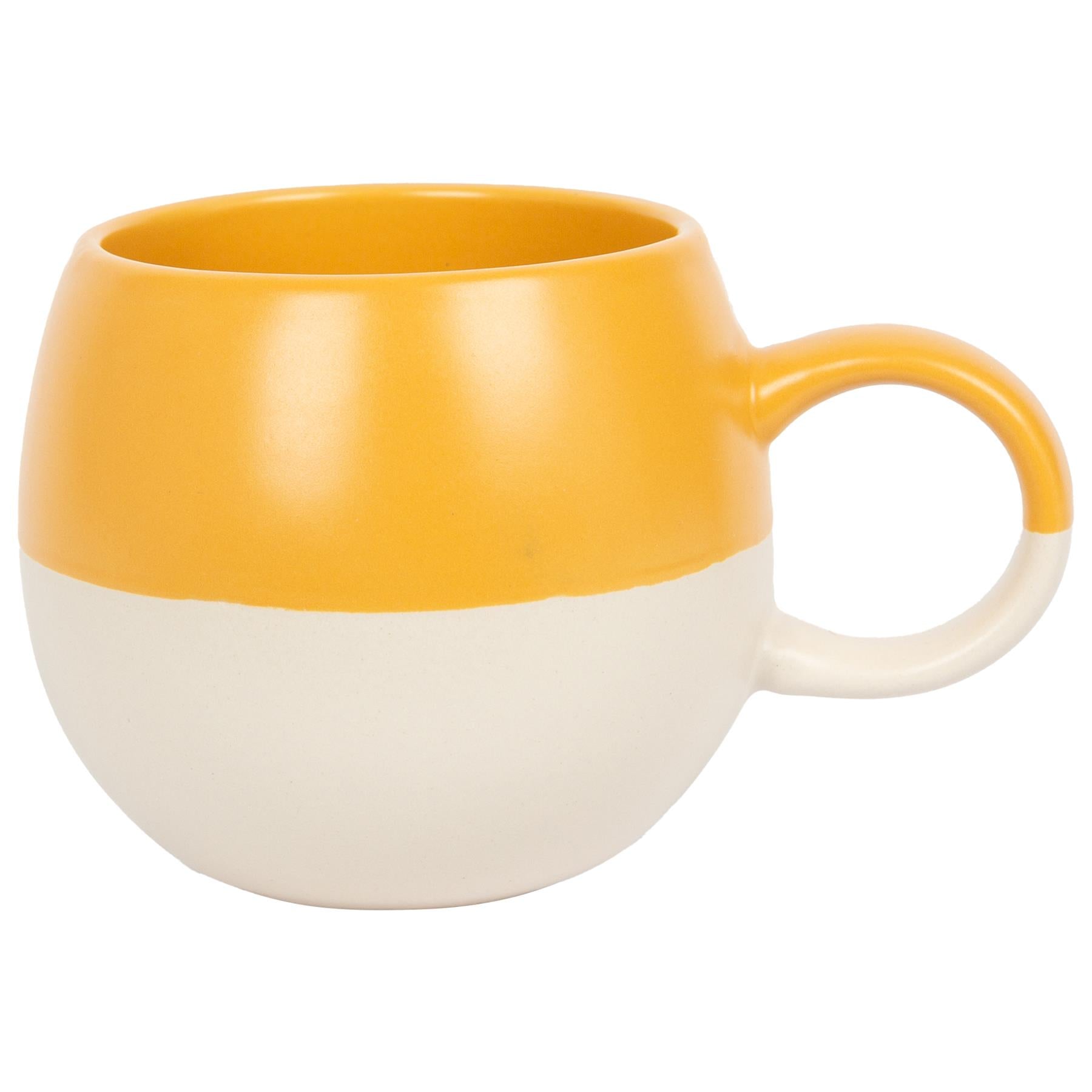 340ml Mustard Colour Block Stoneware Sphere Mug