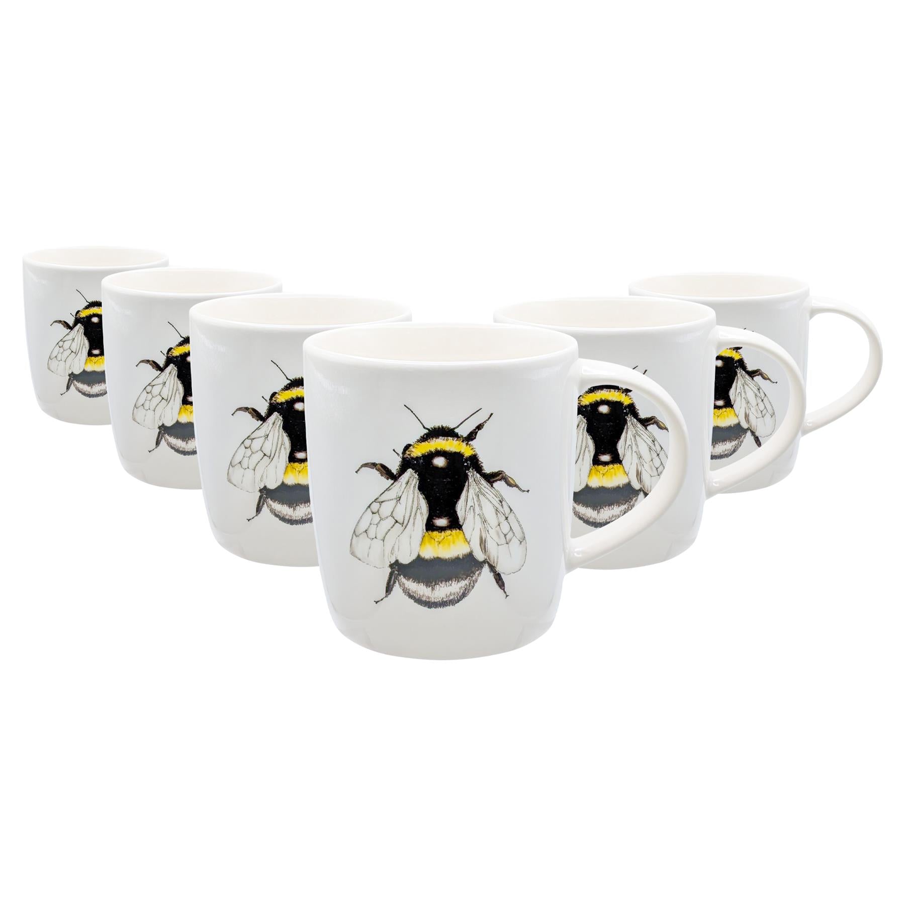 350ml Single Bee Simply Home Stoneware Mugs - Pack of Six