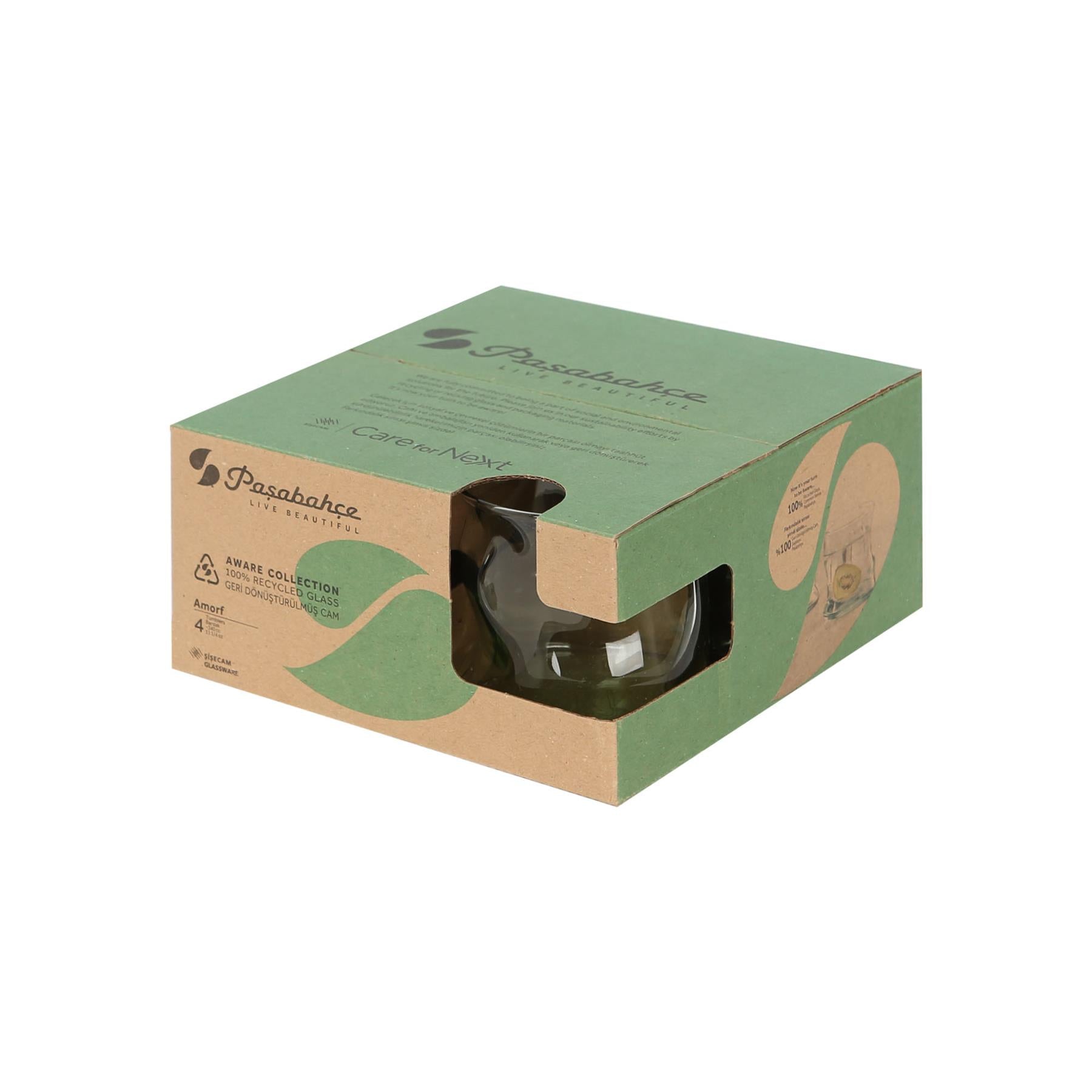 340ml Aware Amorf Recycled Glass Tumblers - Green - Pack of Four