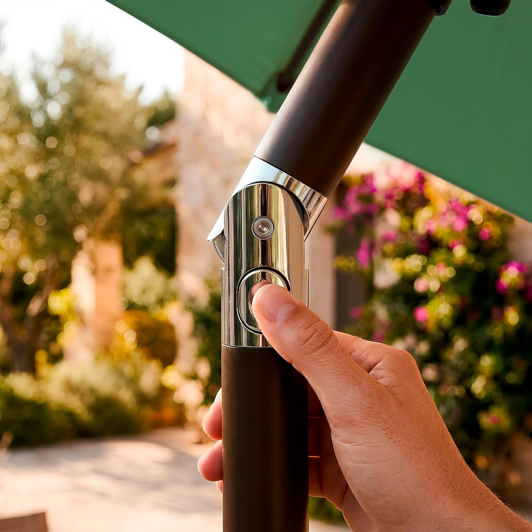 2.7M Tilting Garden Parasol and Base Set - Green