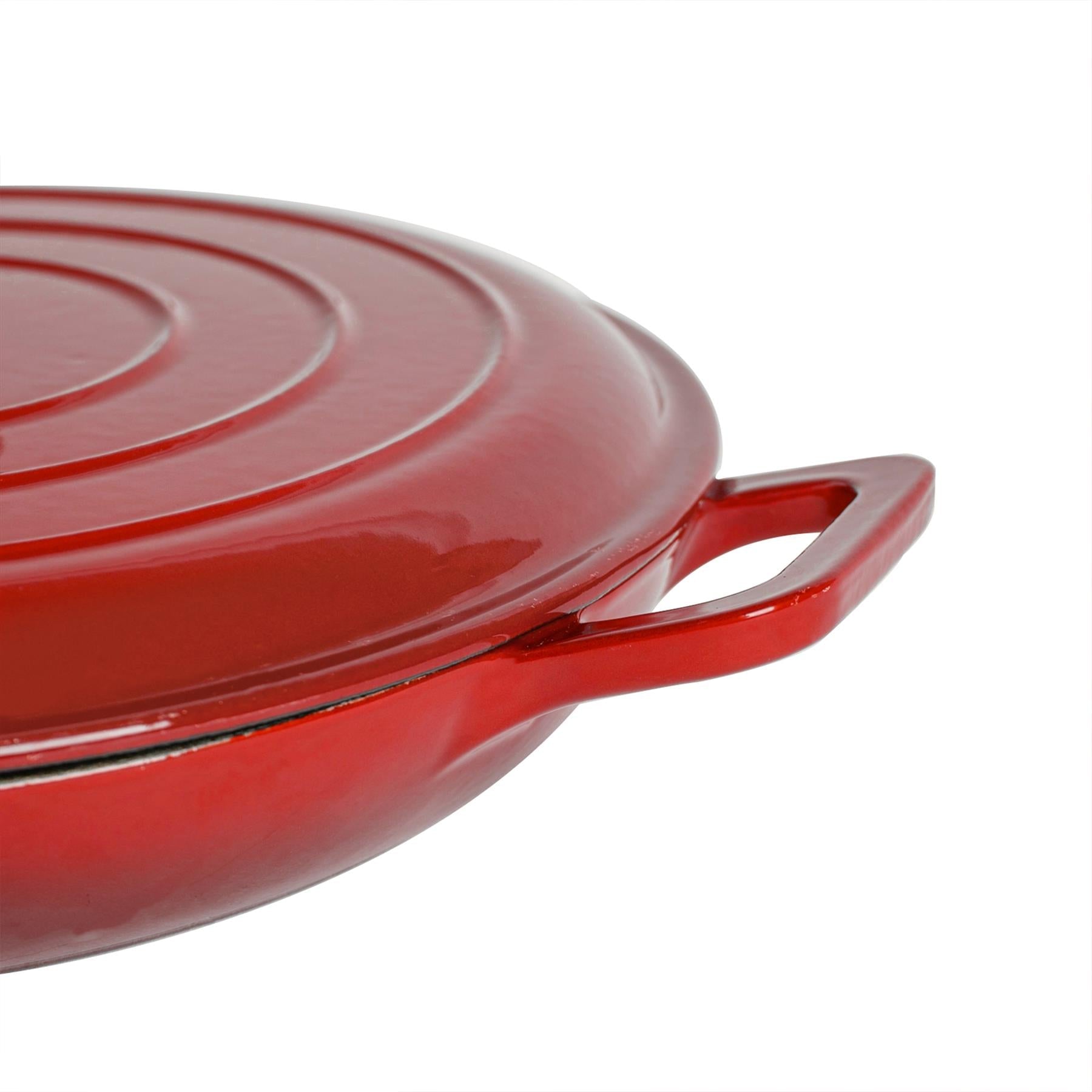 2.3L Red Ombre Cast Iron Shallow Casserole Dish