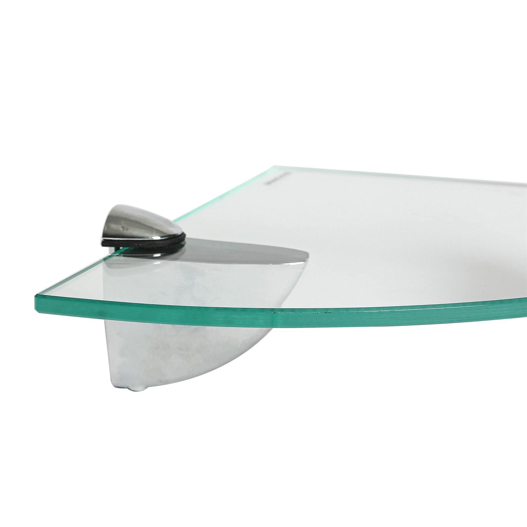 20cm Floating Glass Corner Shelf with Chrome Fixings
